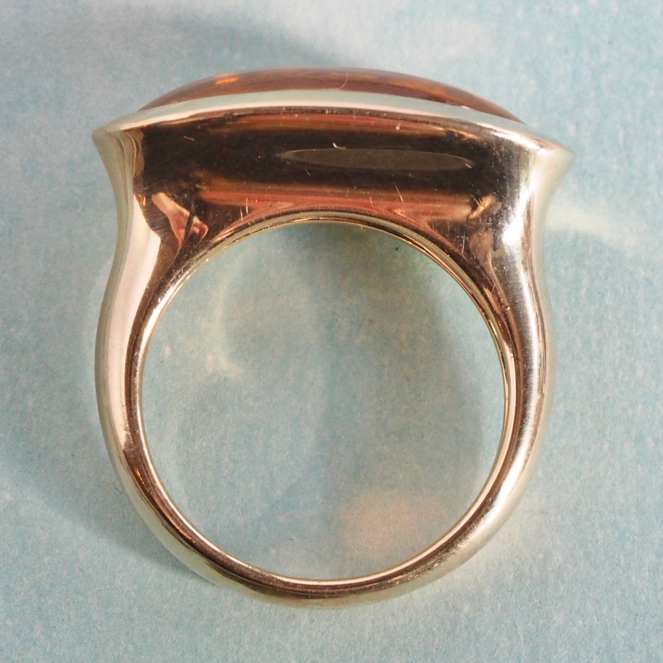 Vintage Italian 18k Gold Modernist Buff Cut Citrine Ring