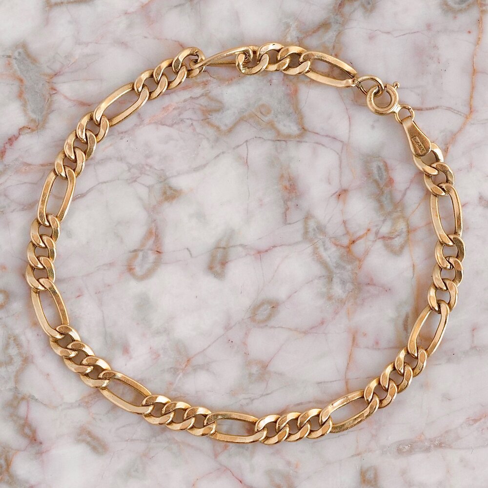 14K Gold Figaro Chain Bracelet