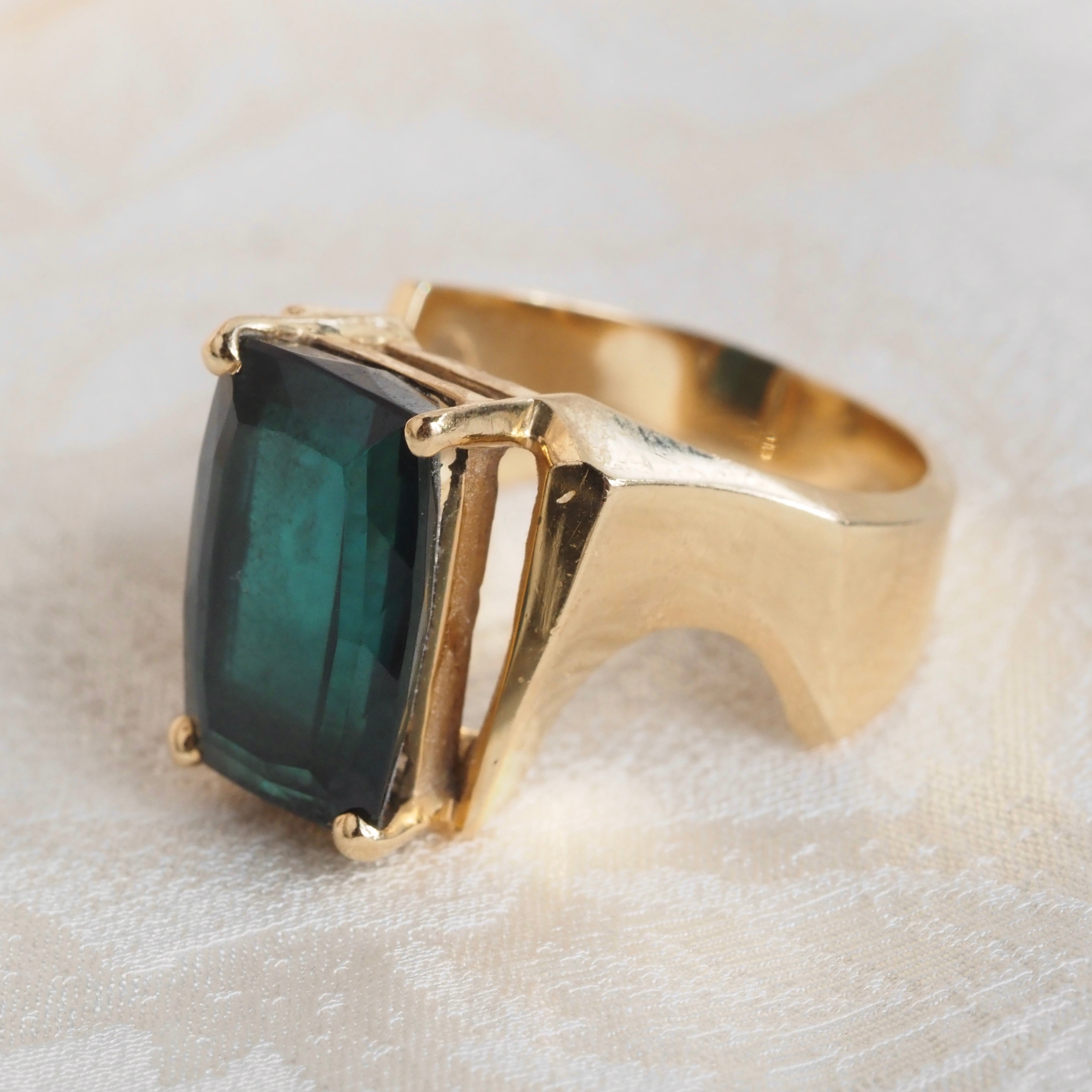 Vintage Indicolite Tourmaline 14k Gold Ring