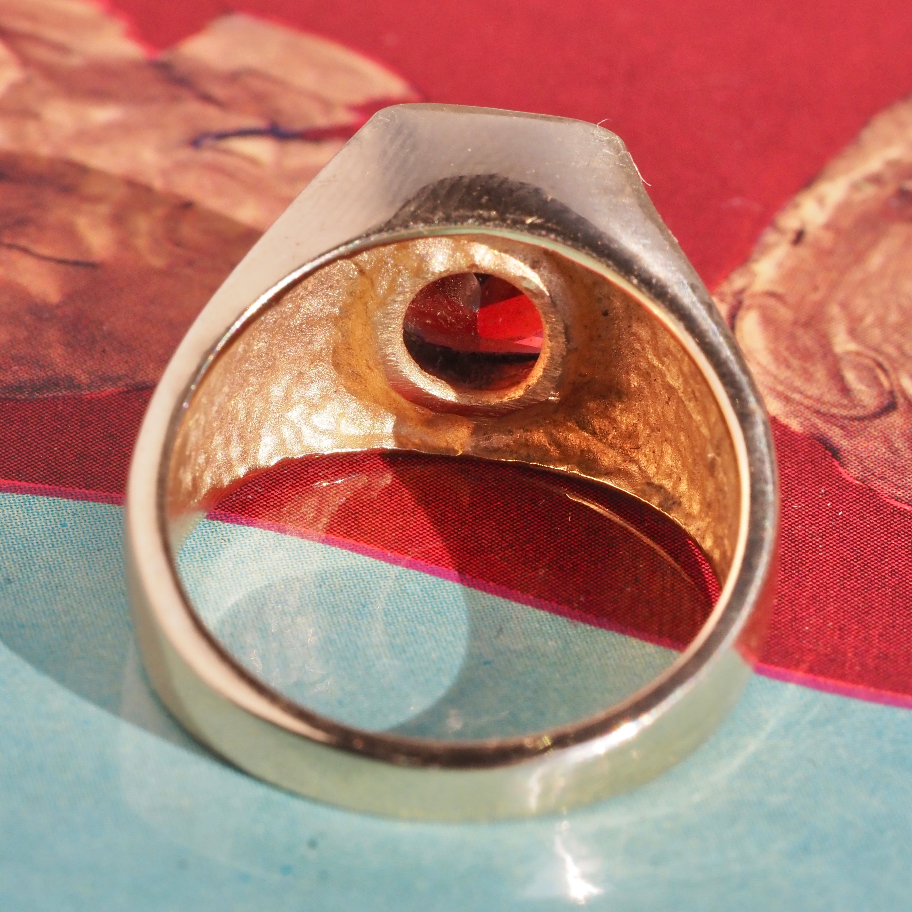 Vintage Garnet 14k Gold Signet Ring