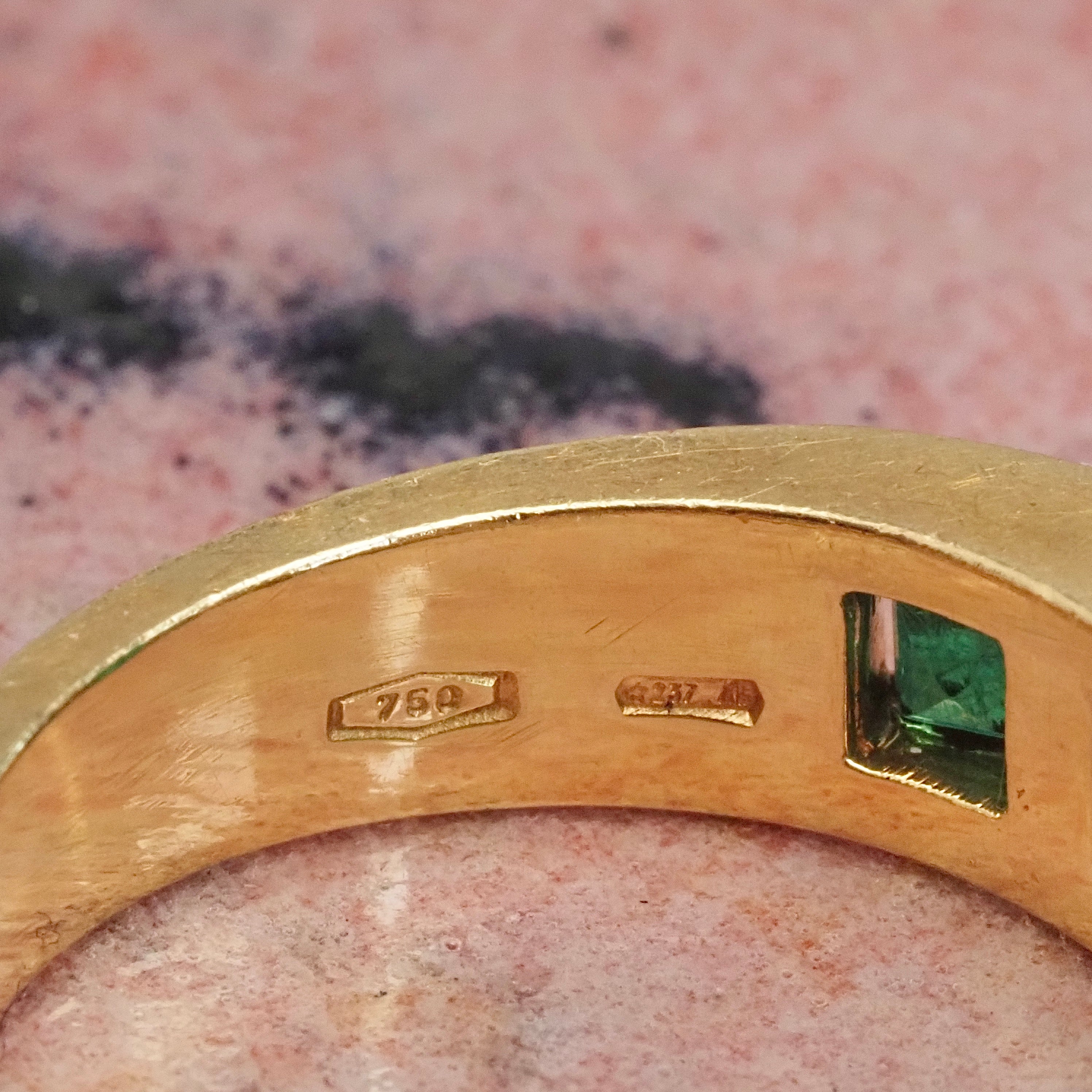 Vintage Italian 18k Gold Emerald Channel Set Band