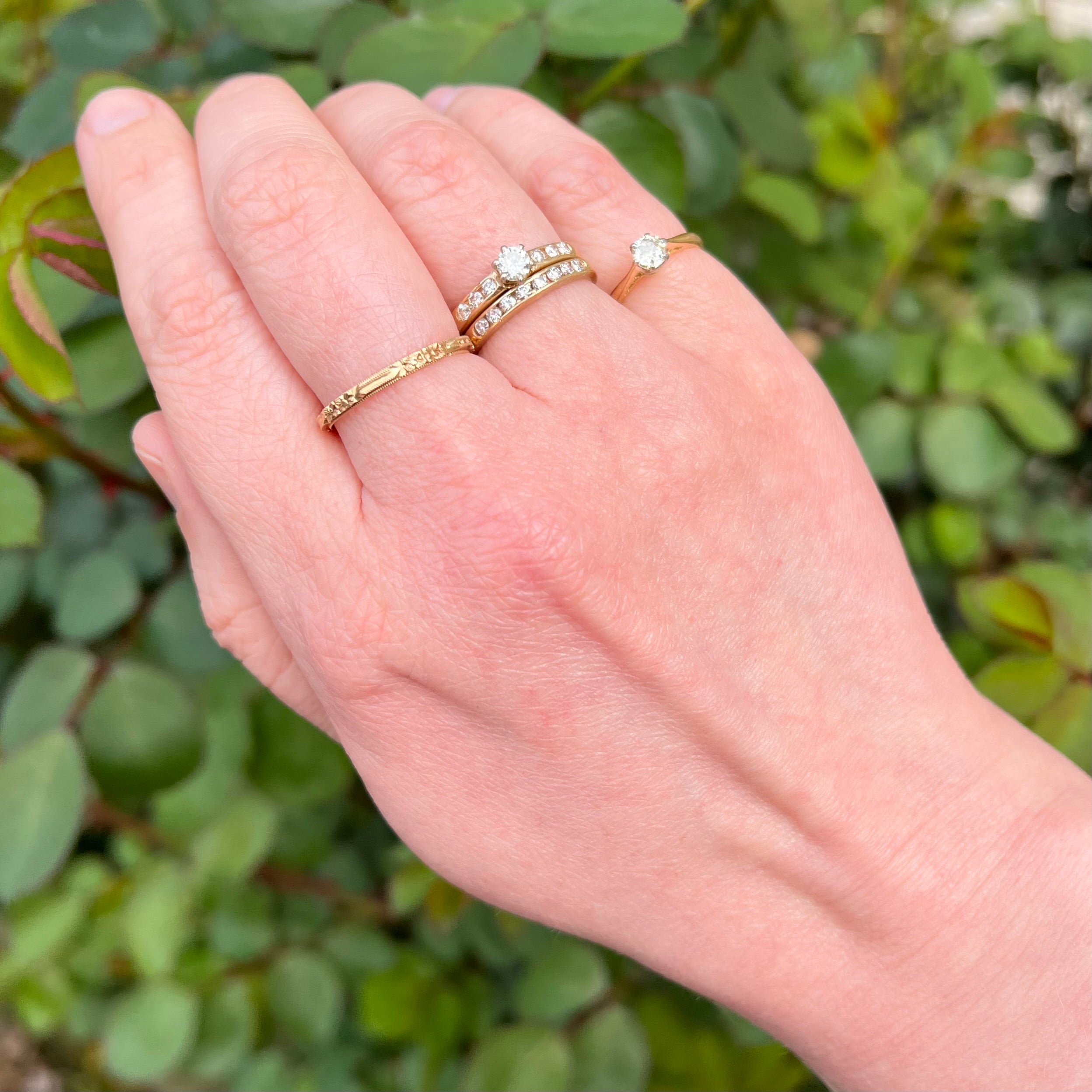 Antique Art Deco English 18k Gold Old Mine Cut Diamond Solitaire Ring