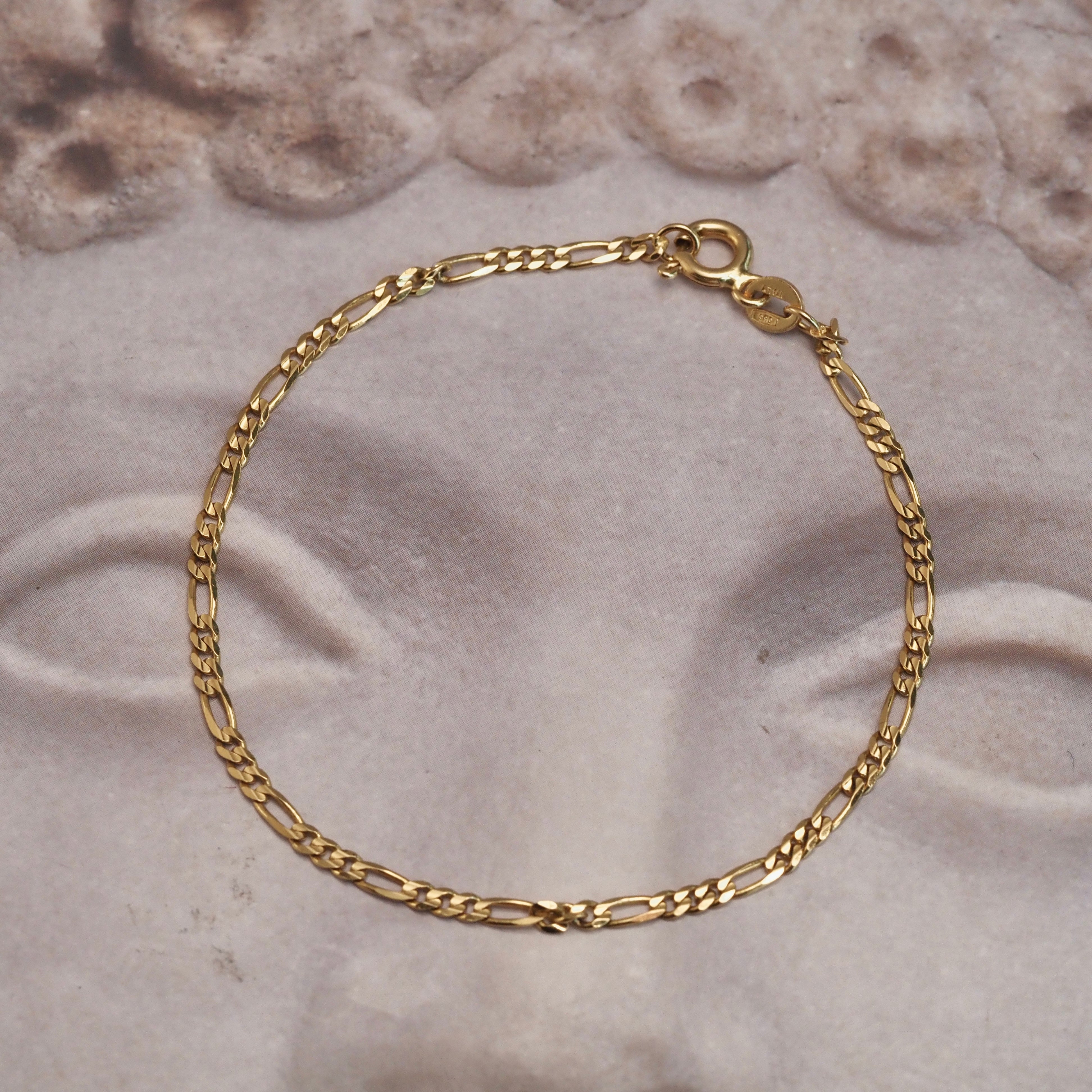 Vintage Italian 14k Gold Figaro Chain Bracelet