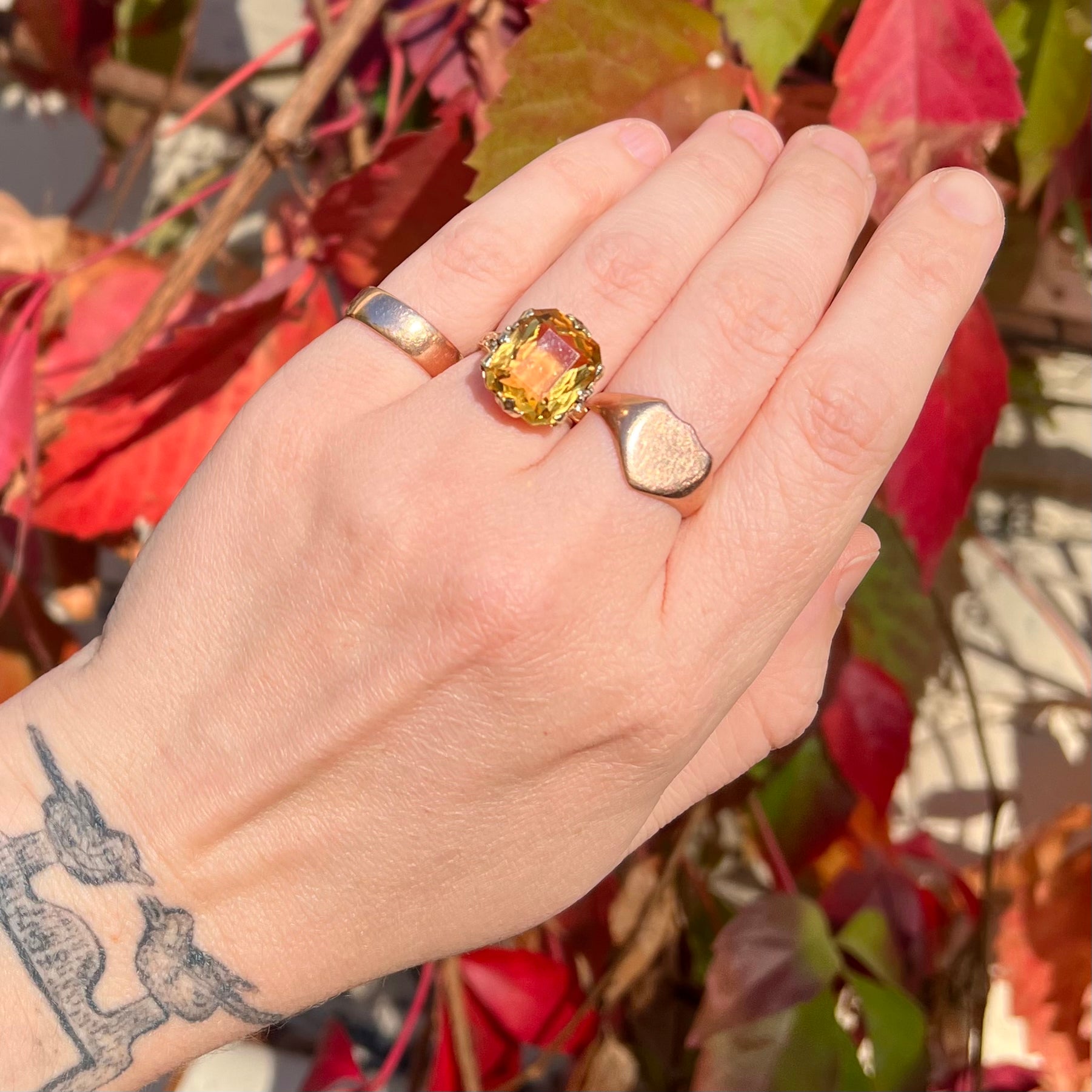 Late Art Deco 10k Gold Citrine Ring