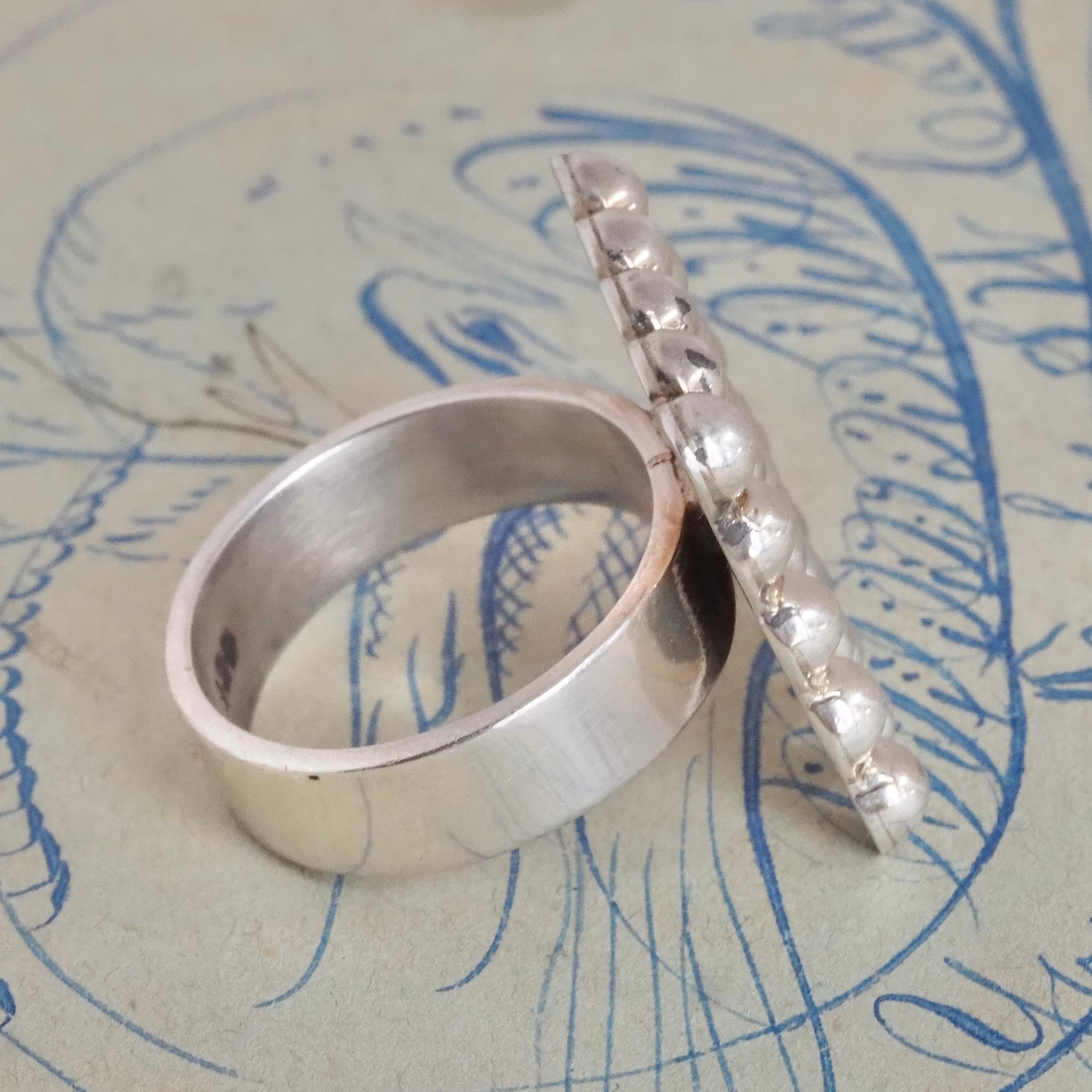 Vintage Mexican Sterling Silver Dome Grid Ring