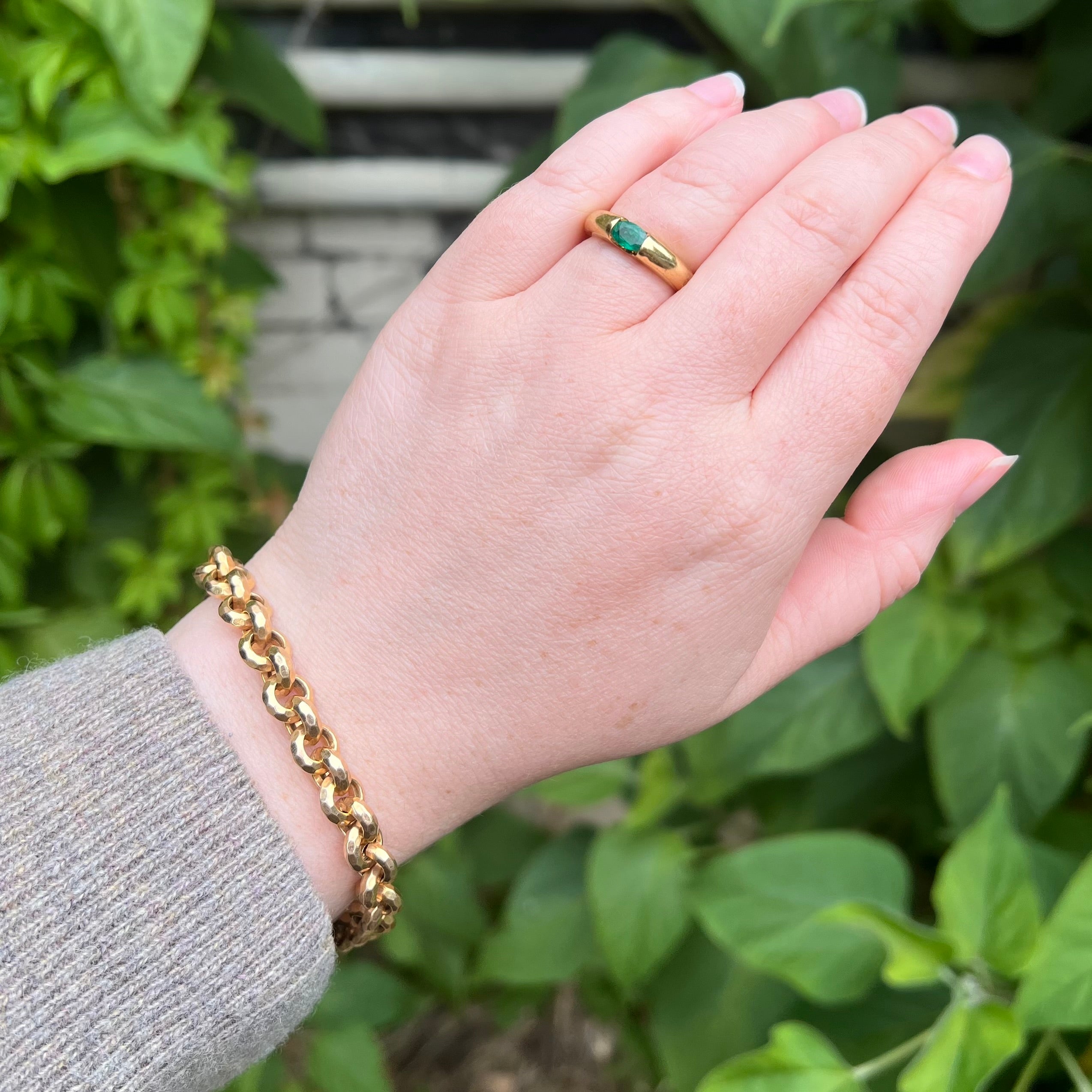 Vintage 14k Gold Faceted Rolo Bracelet