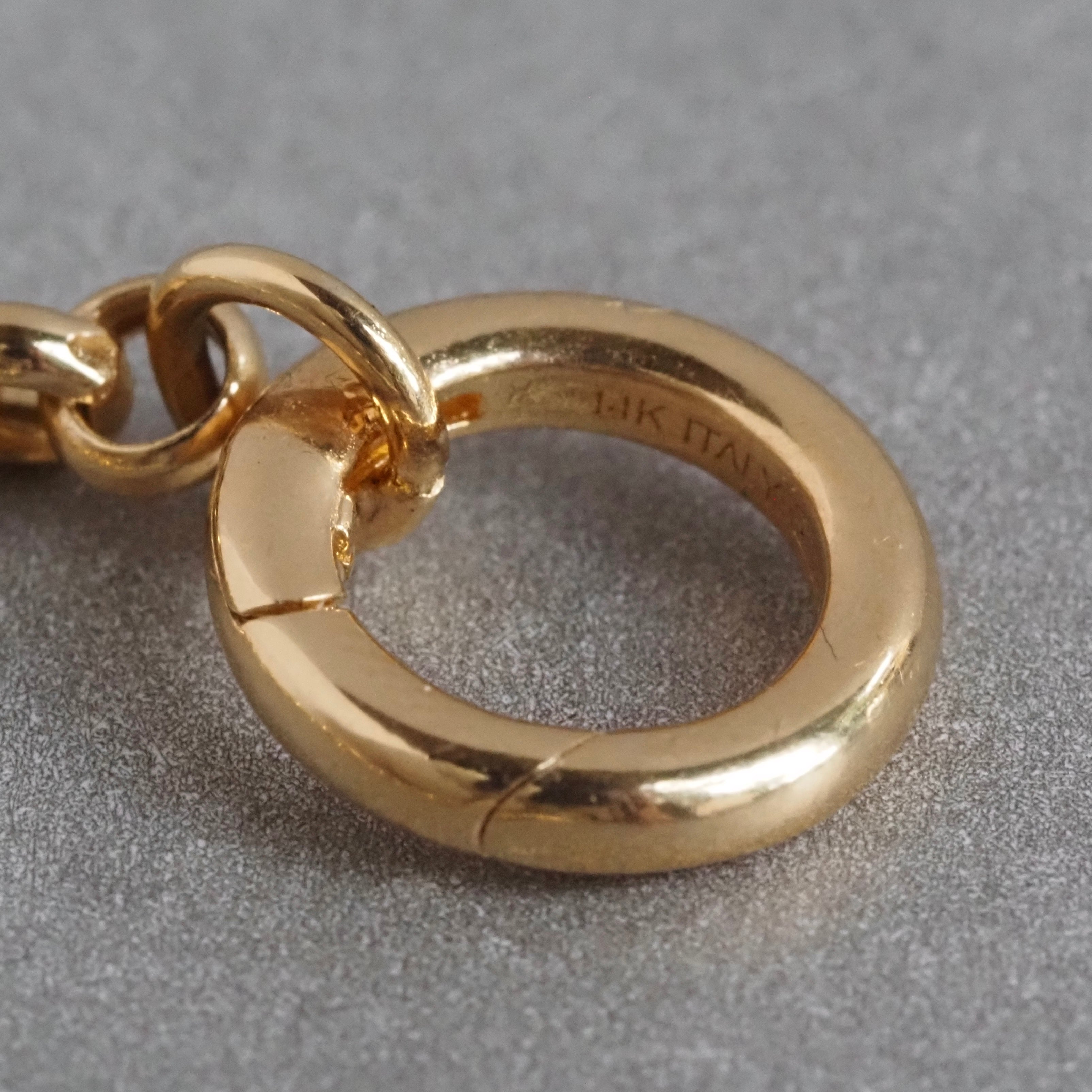 Vintage Italian 14k Gold Rolo Charm Holder Chain Necklace