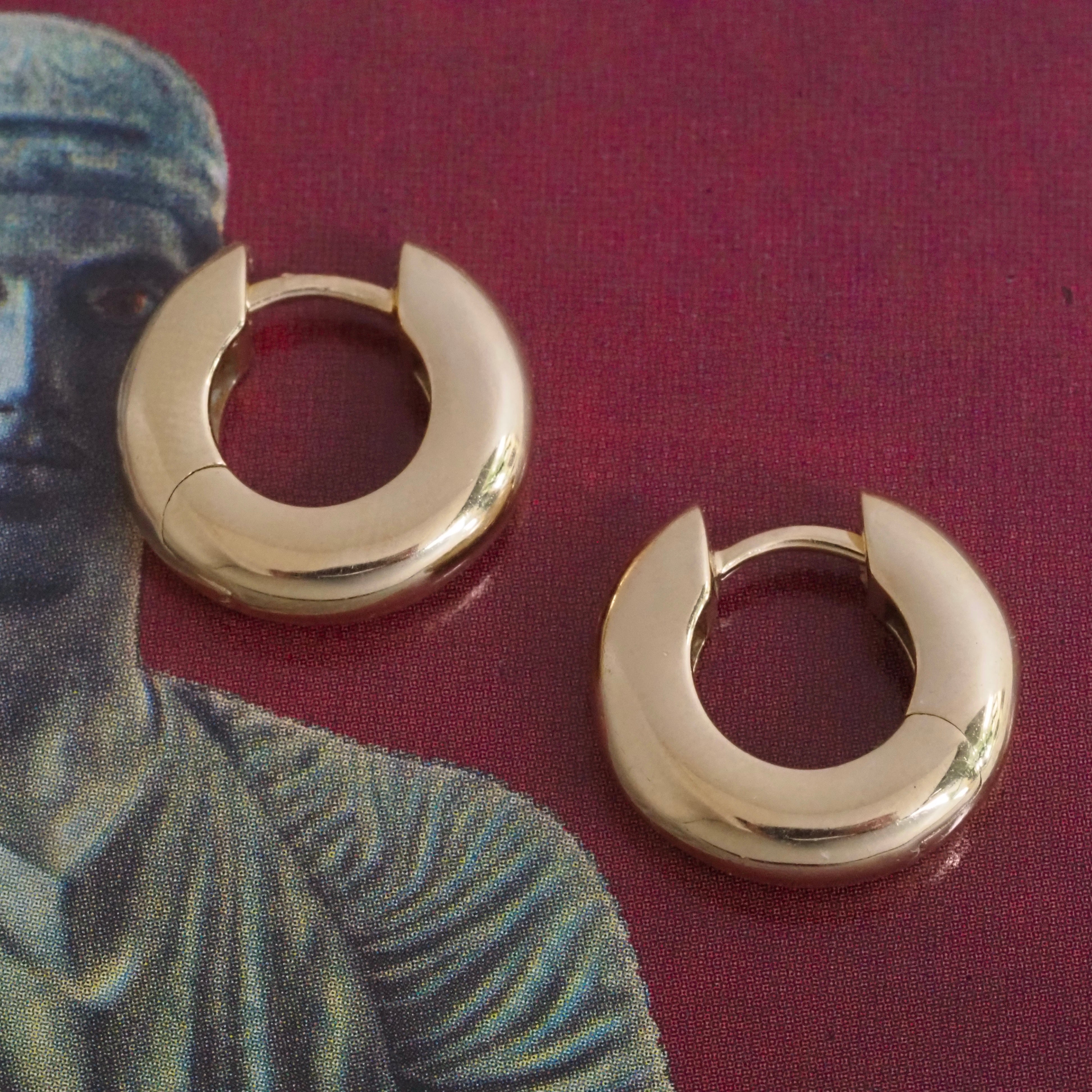 14K Gold Hinged Huggie Hoops