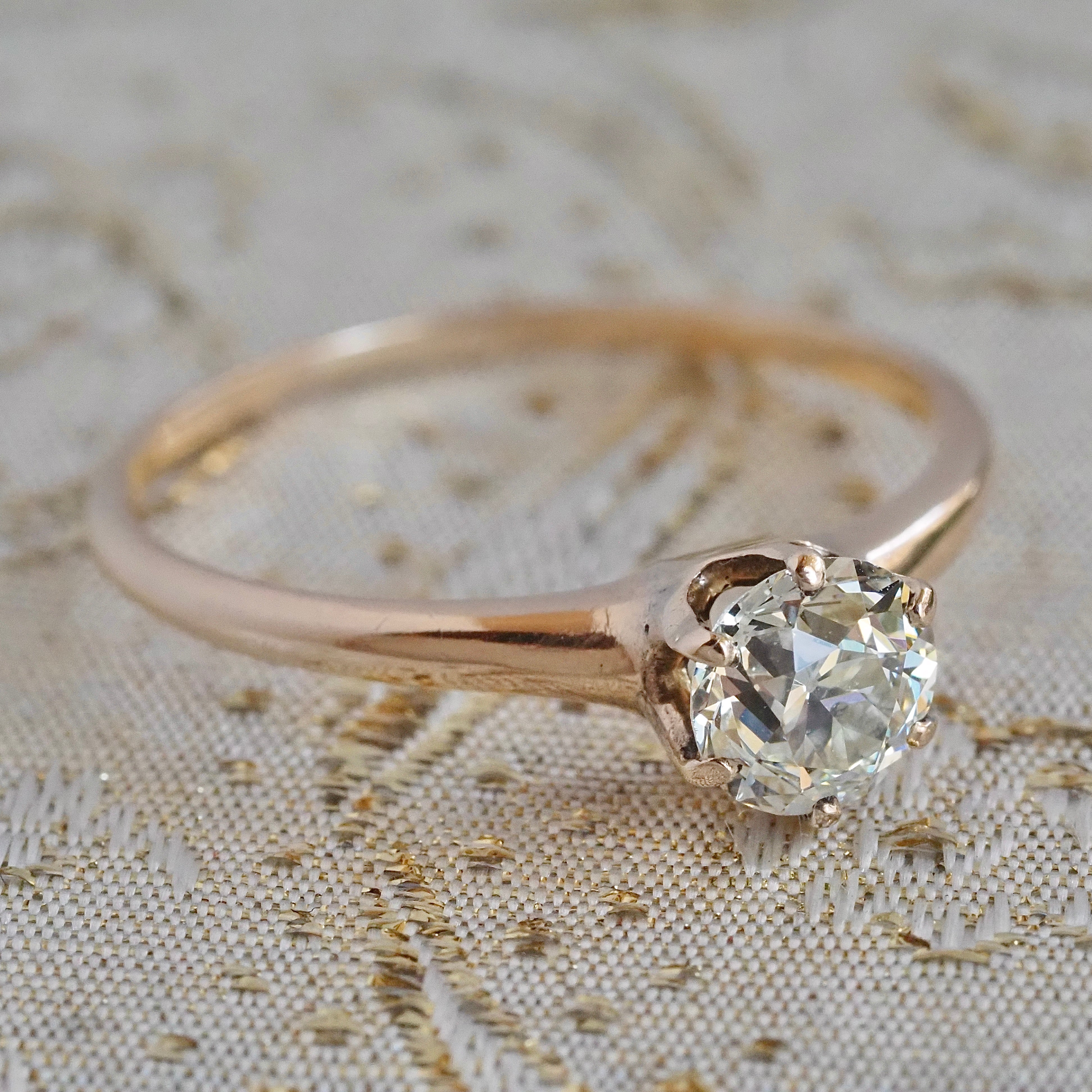 Vintage Old European Cut Diamond 14k Gold Engagement Ring
