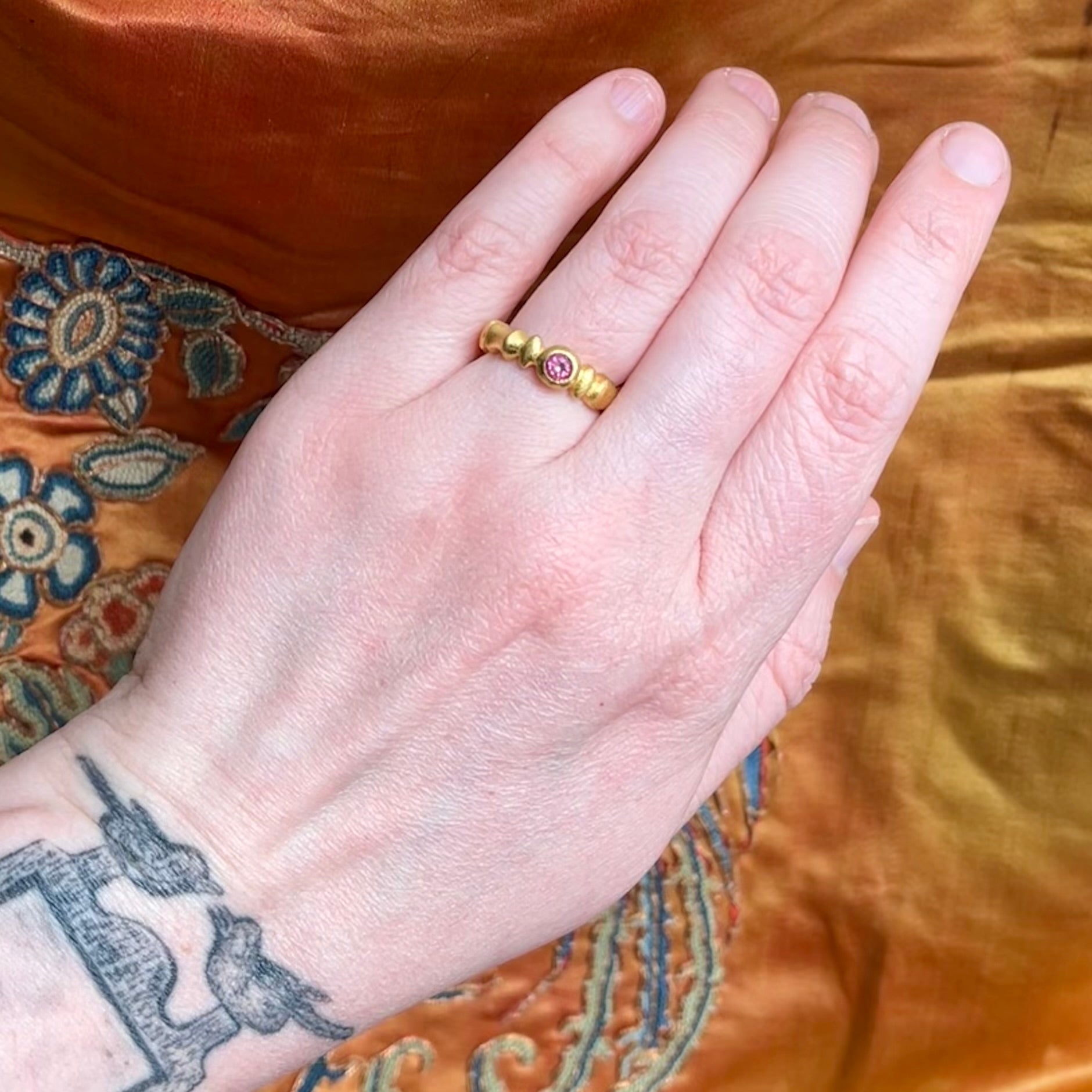 22k Gold Pink Tourmaline Ring