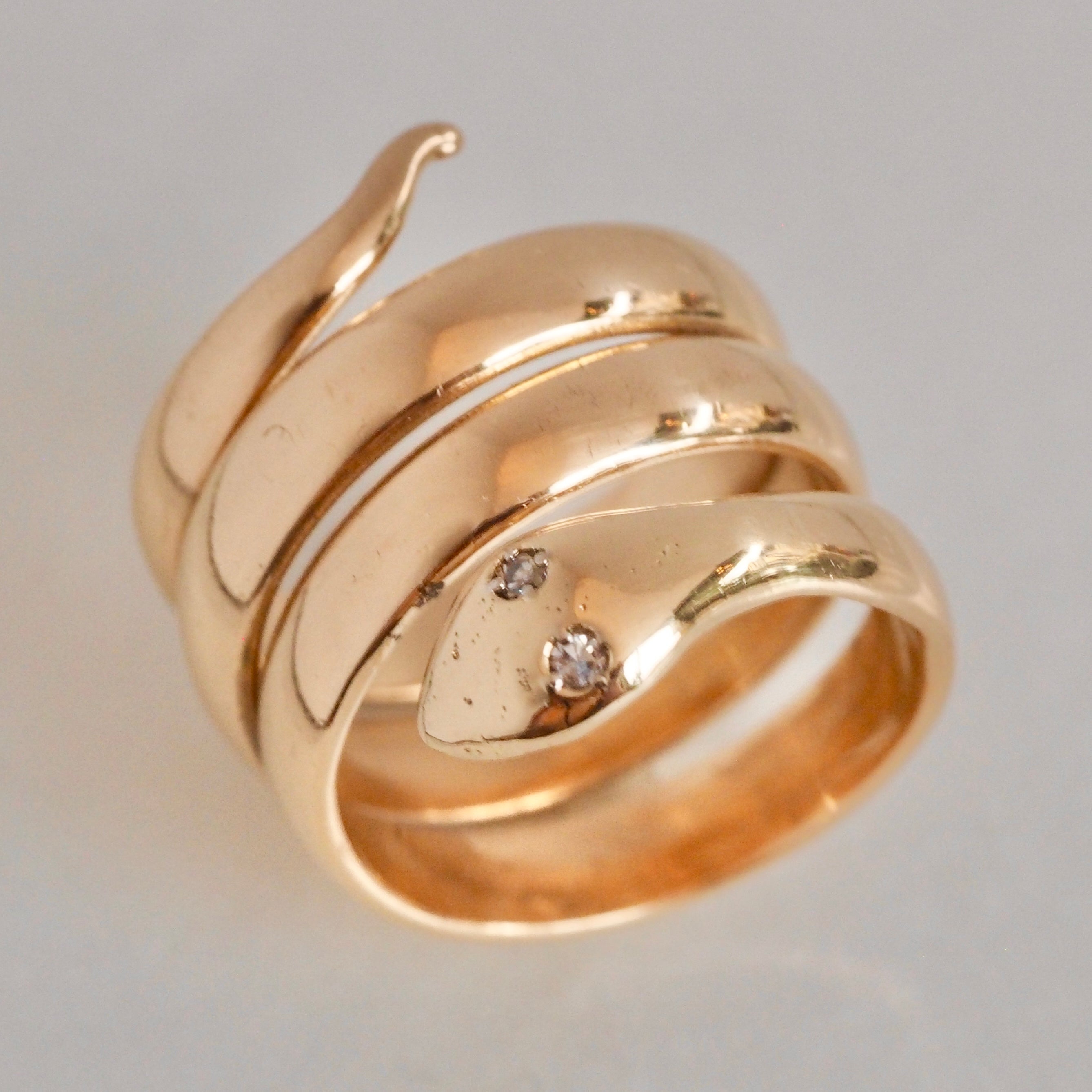 Vintage 14k Gold Diamond Snake Ring