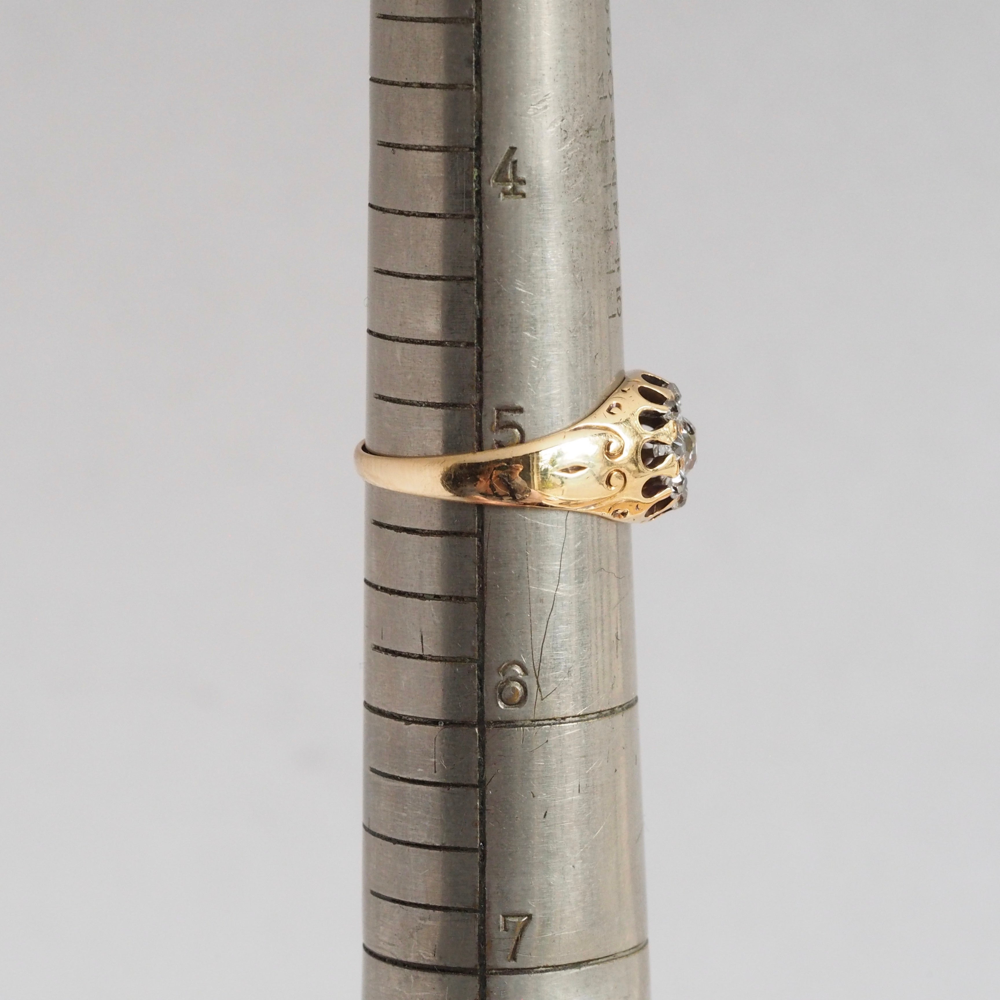 Antique Victorian 18k Gold Old Mine Cut Diamond Cluster Ring