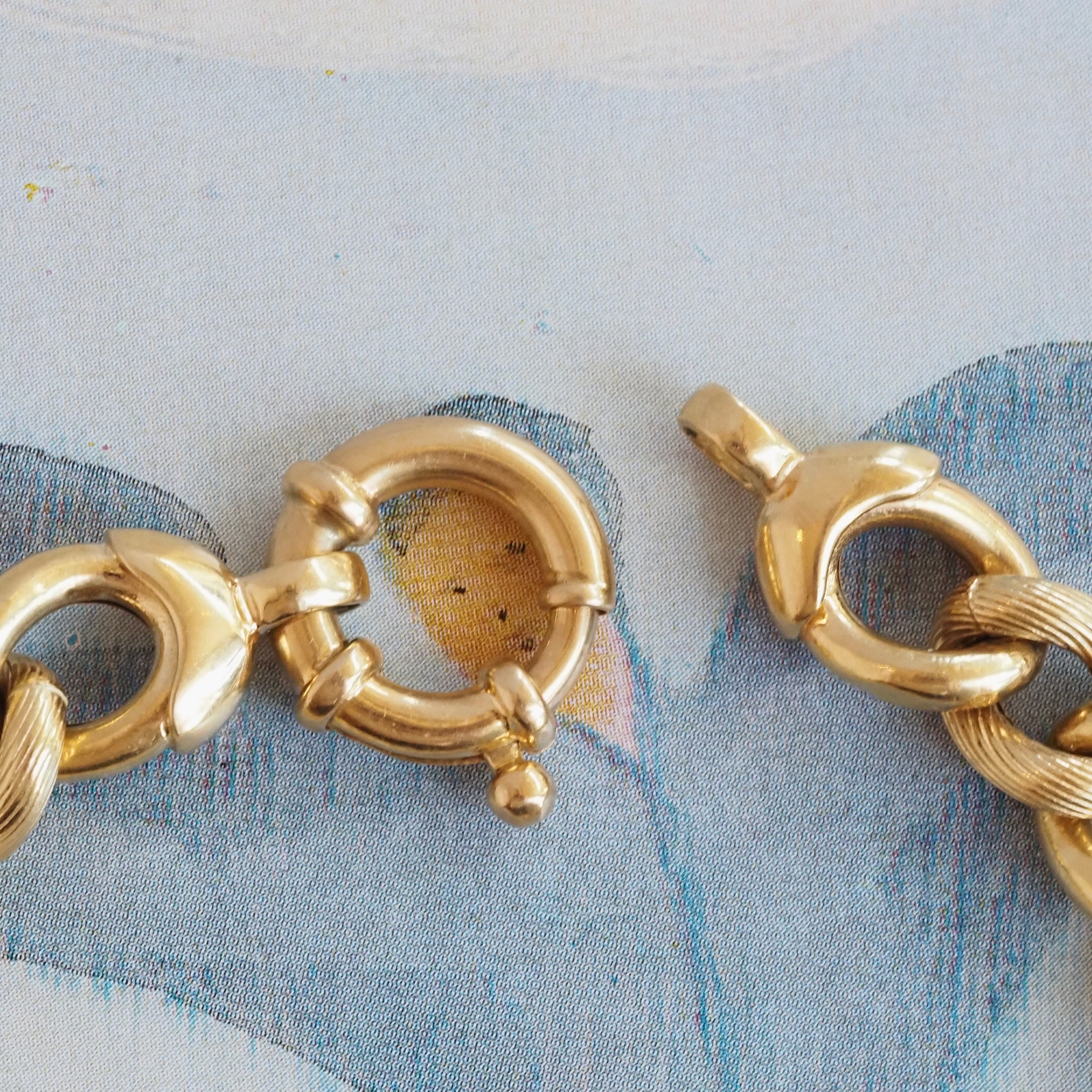 Vintage Italian 18k Gold Textured Curb Link Chain Bracelet