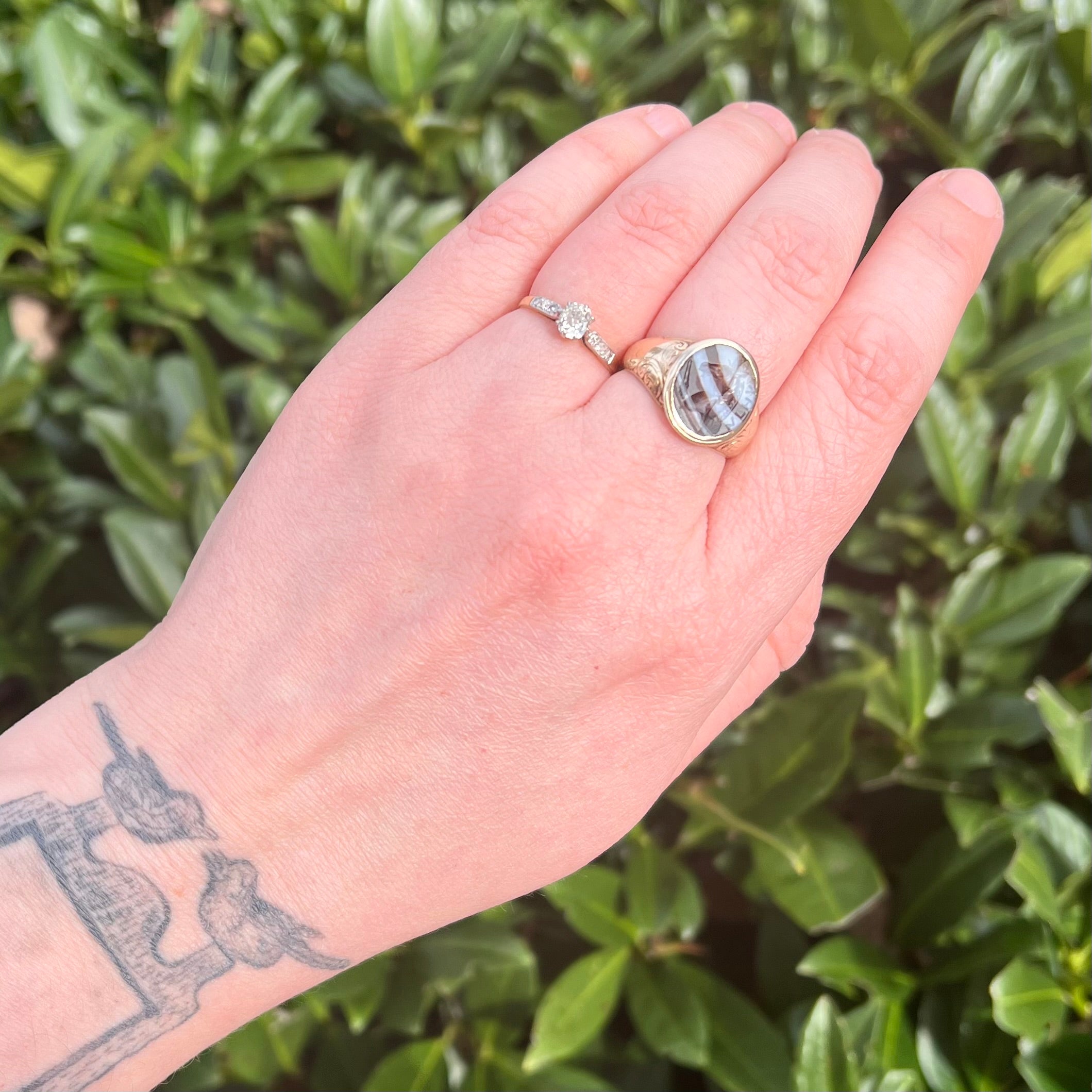 Antique English Edwardian c. 1900 Old Mine Cut Diamond 14k Gold Engagement Ring