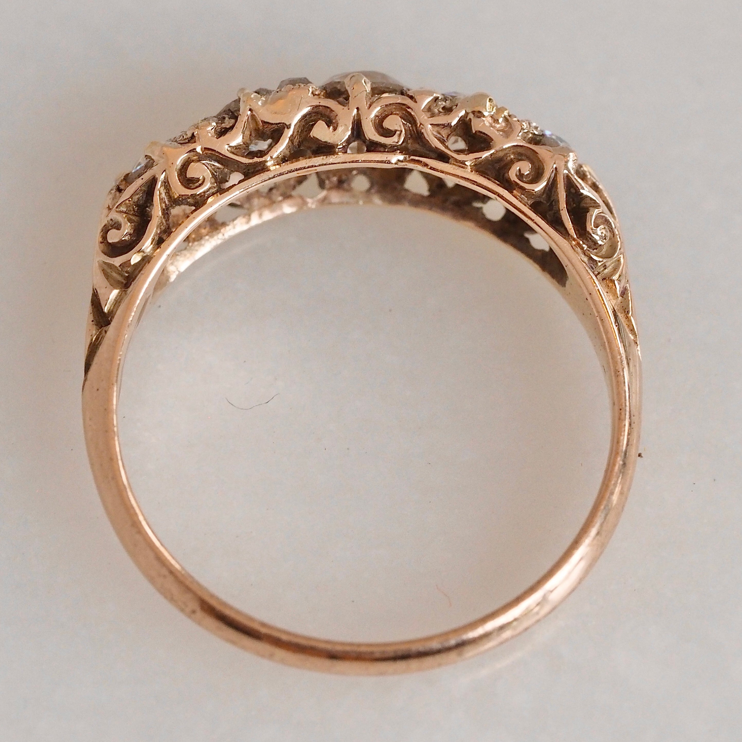 Antique Victorian 18k Gold Half Hoop Diamond Band