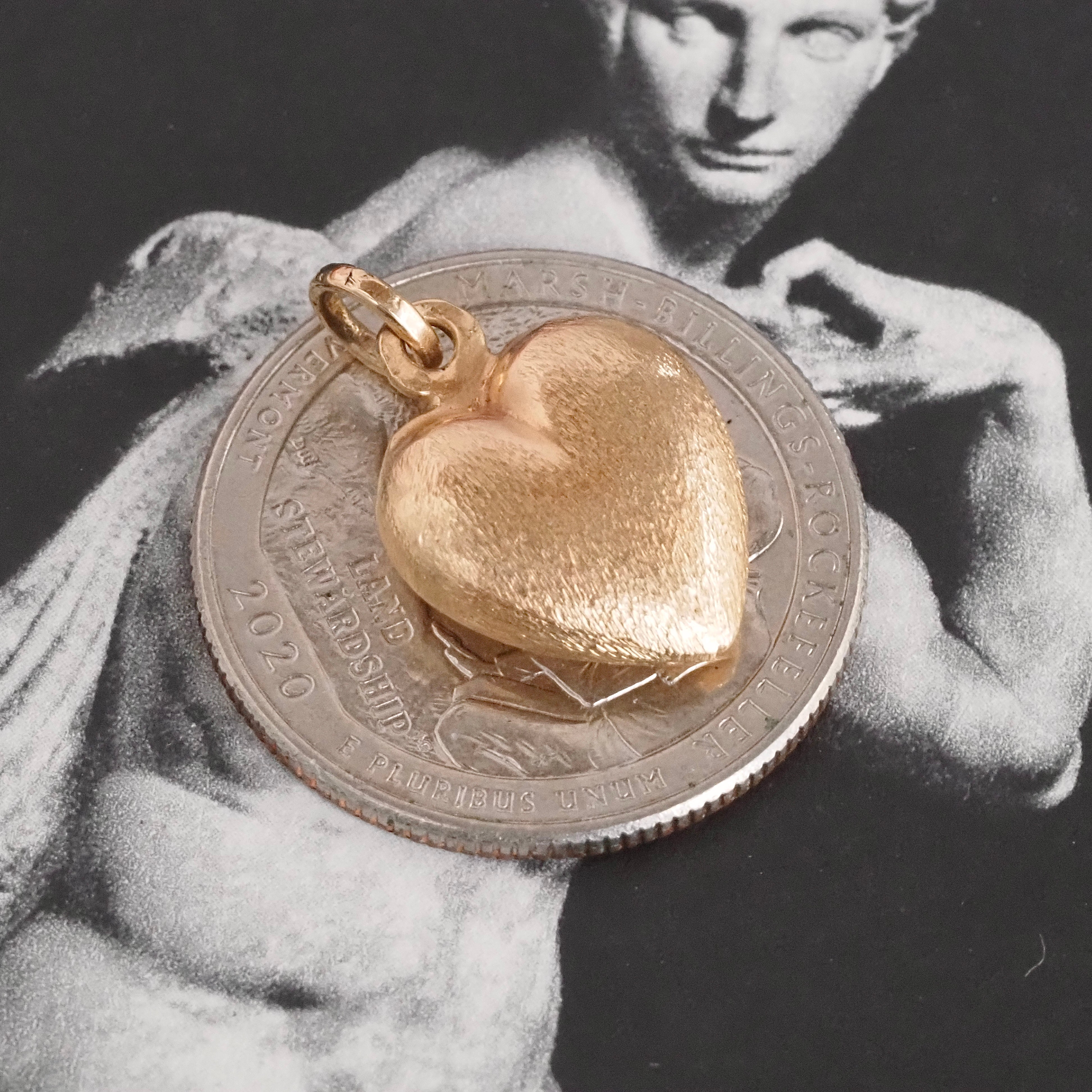 Vintage Textured 14k Gold Heart Charm