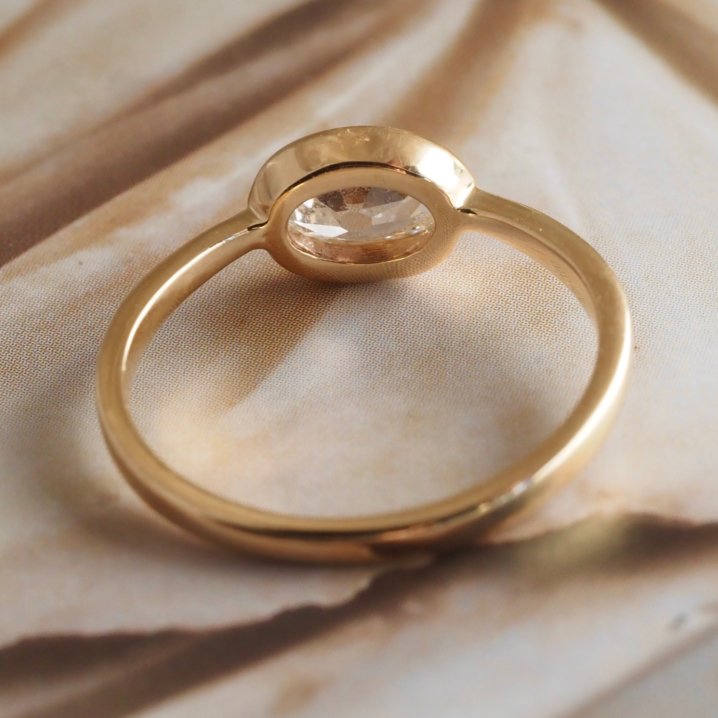 Oval Old European Cut Diamond Solitaire 14k Gold Engagement Ring