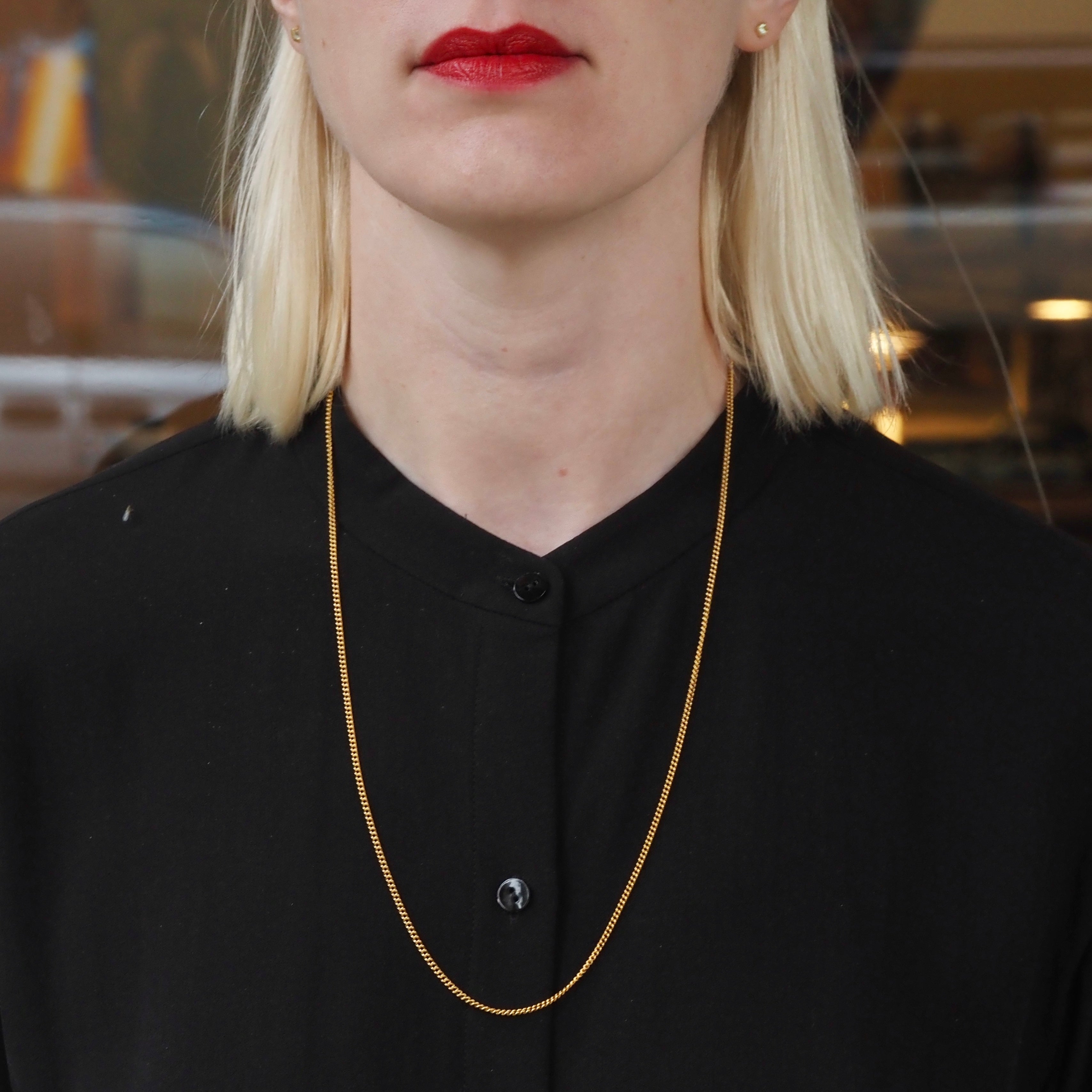 Vintage Portuguese 19k Gold Curb Link Chain Necklace