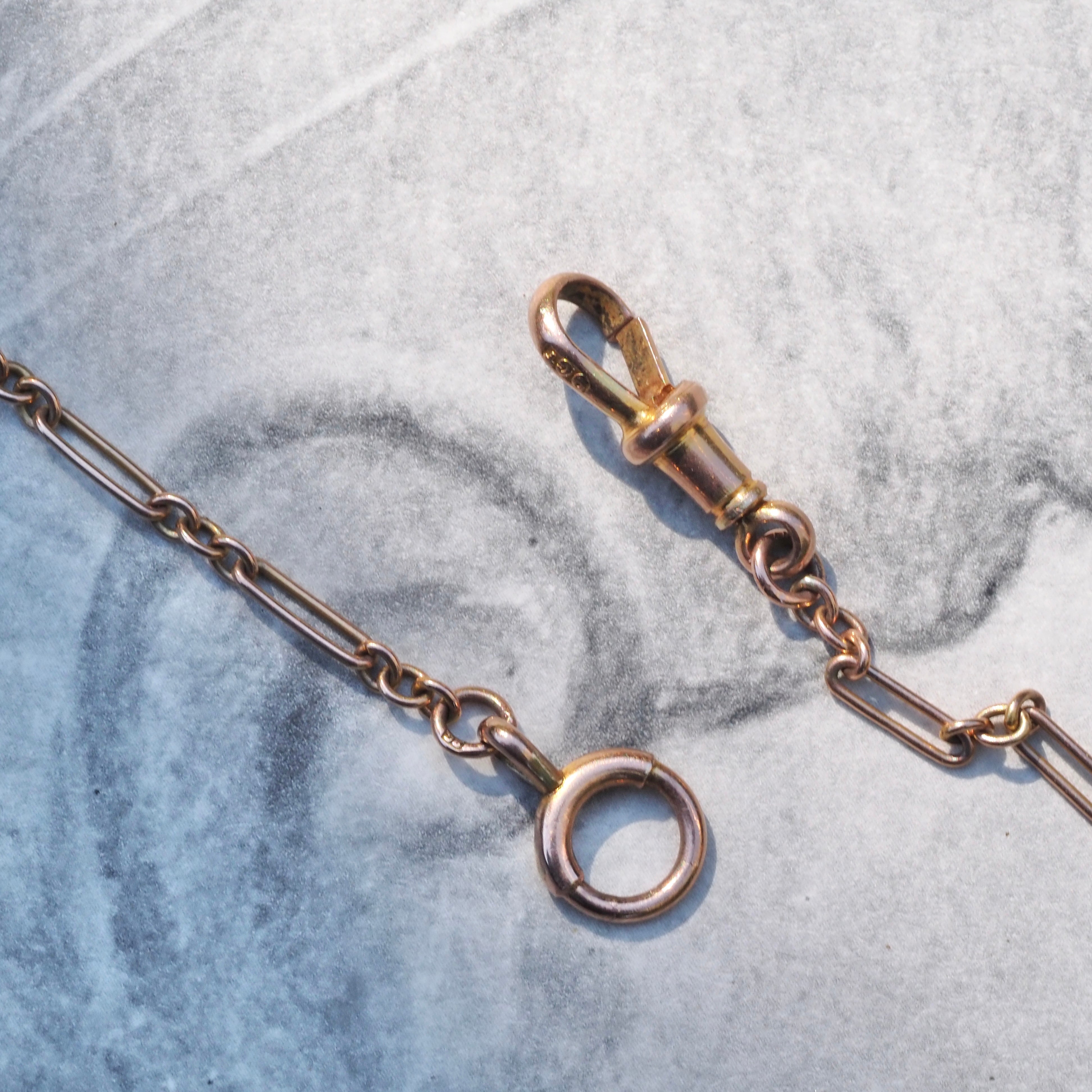 Antique 9k Gold English Figaro Bracelet