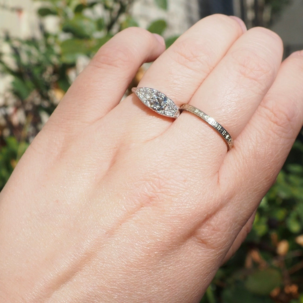 Antique Art Deco c. 1920s Platinum Old European Cut Diamond Engagement Ring