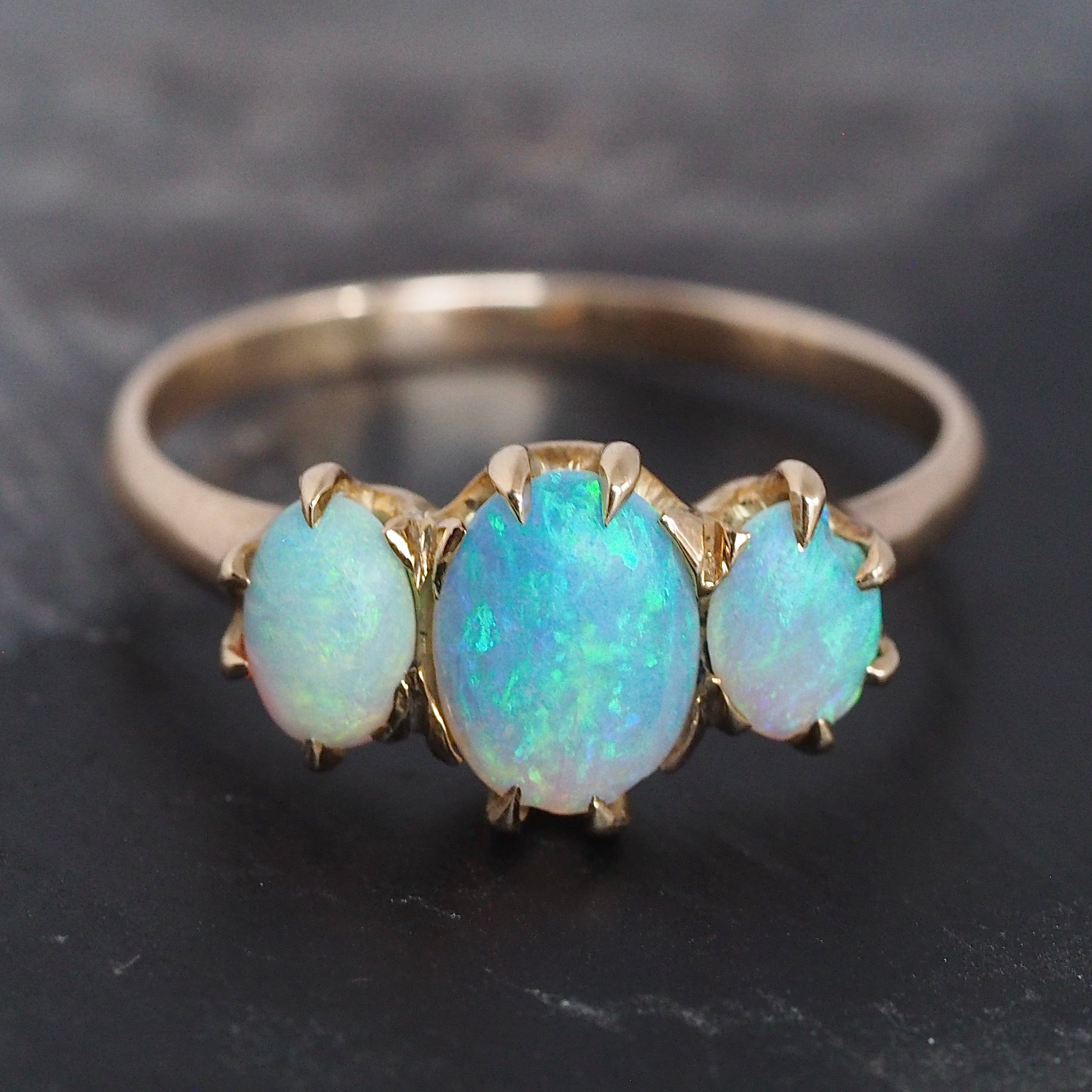 Antique Victorian 10k Gold Opal Trilogy Ring