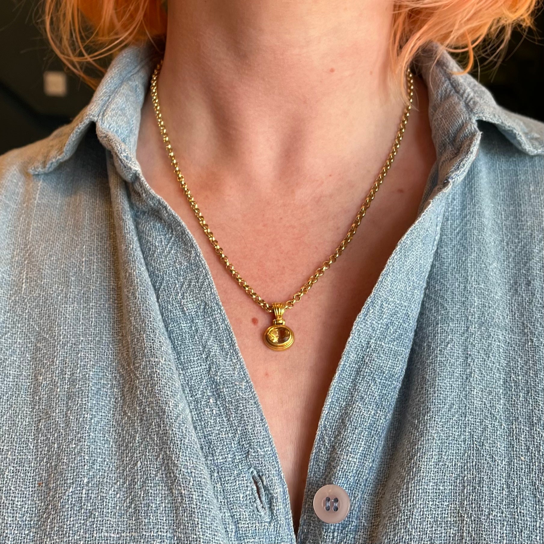 Vintage 18k Gold Citrine Pendant