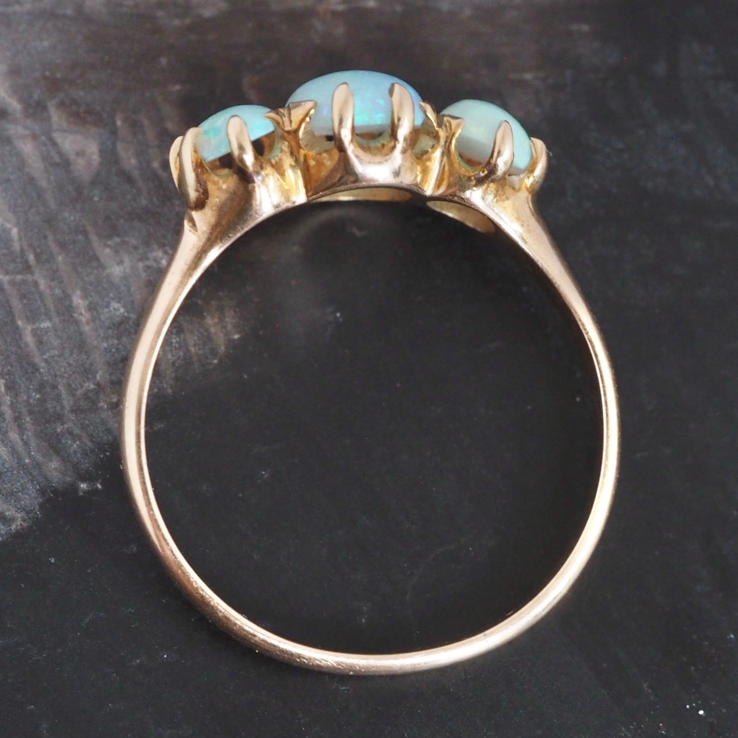 Antique Victorian 10k Gold Opal Trilogy Ring