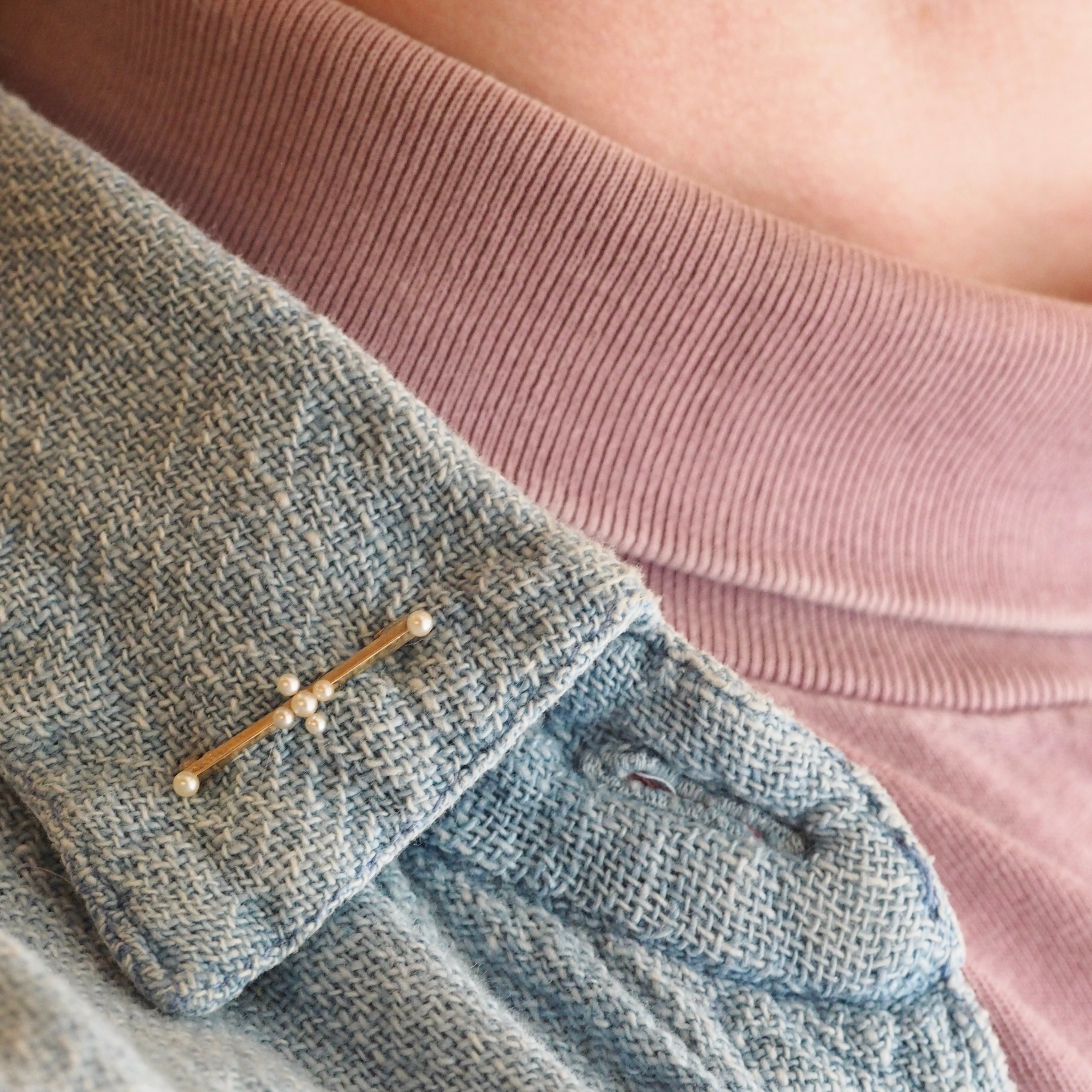 Antique Victorian 14k Gold Seed Pearl Bar Pin