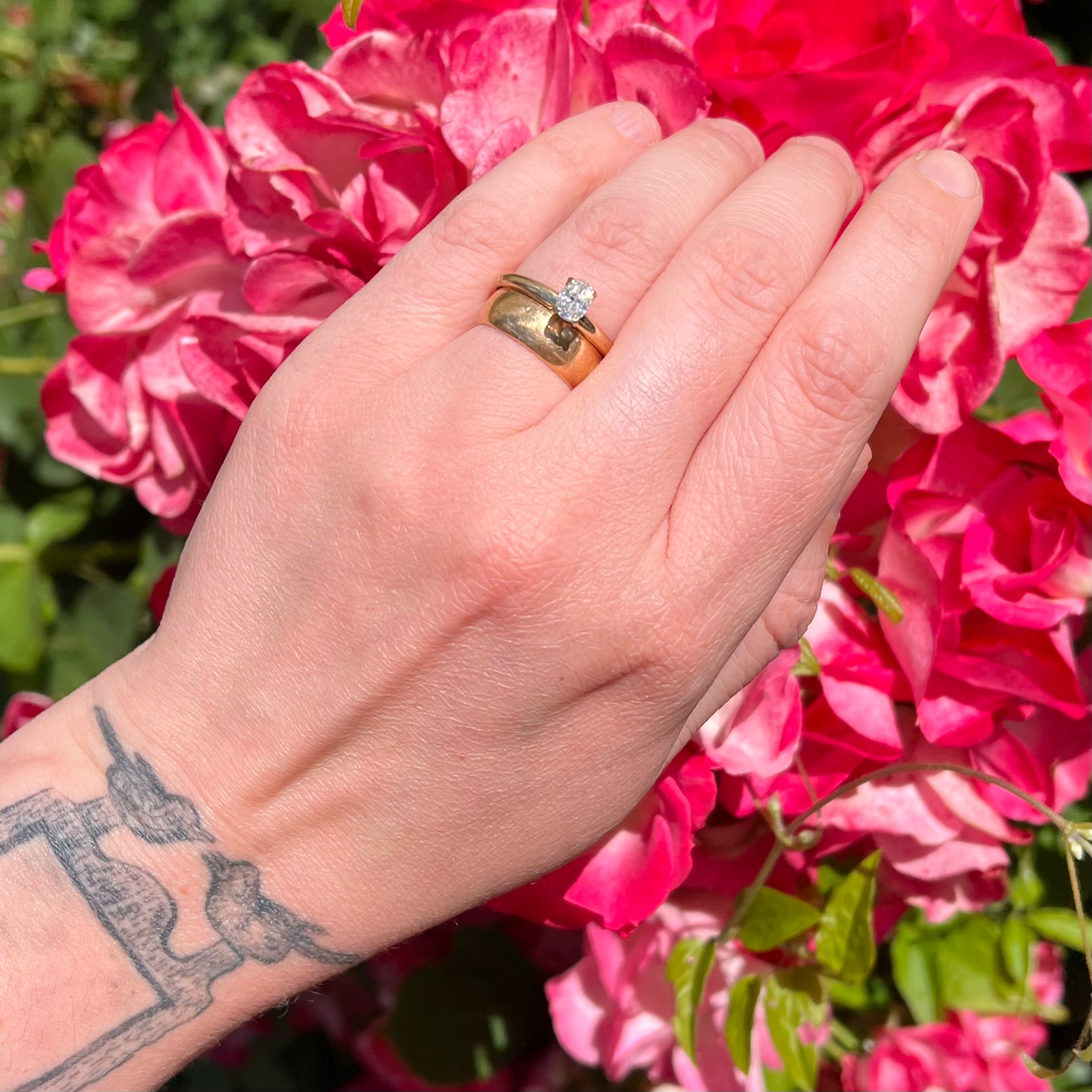 Vintage 14k Gold Oval Brilliant Cut Diamond Solitaire Ring