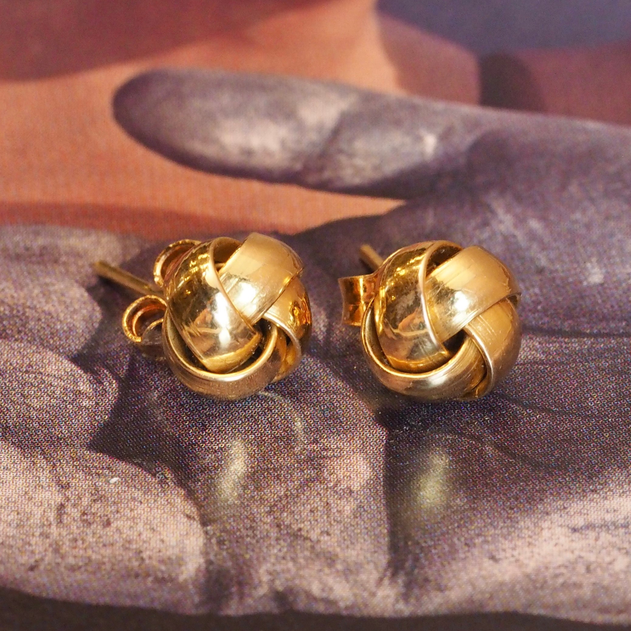 Vintage Portuguese 19k Gold Knot Earrings