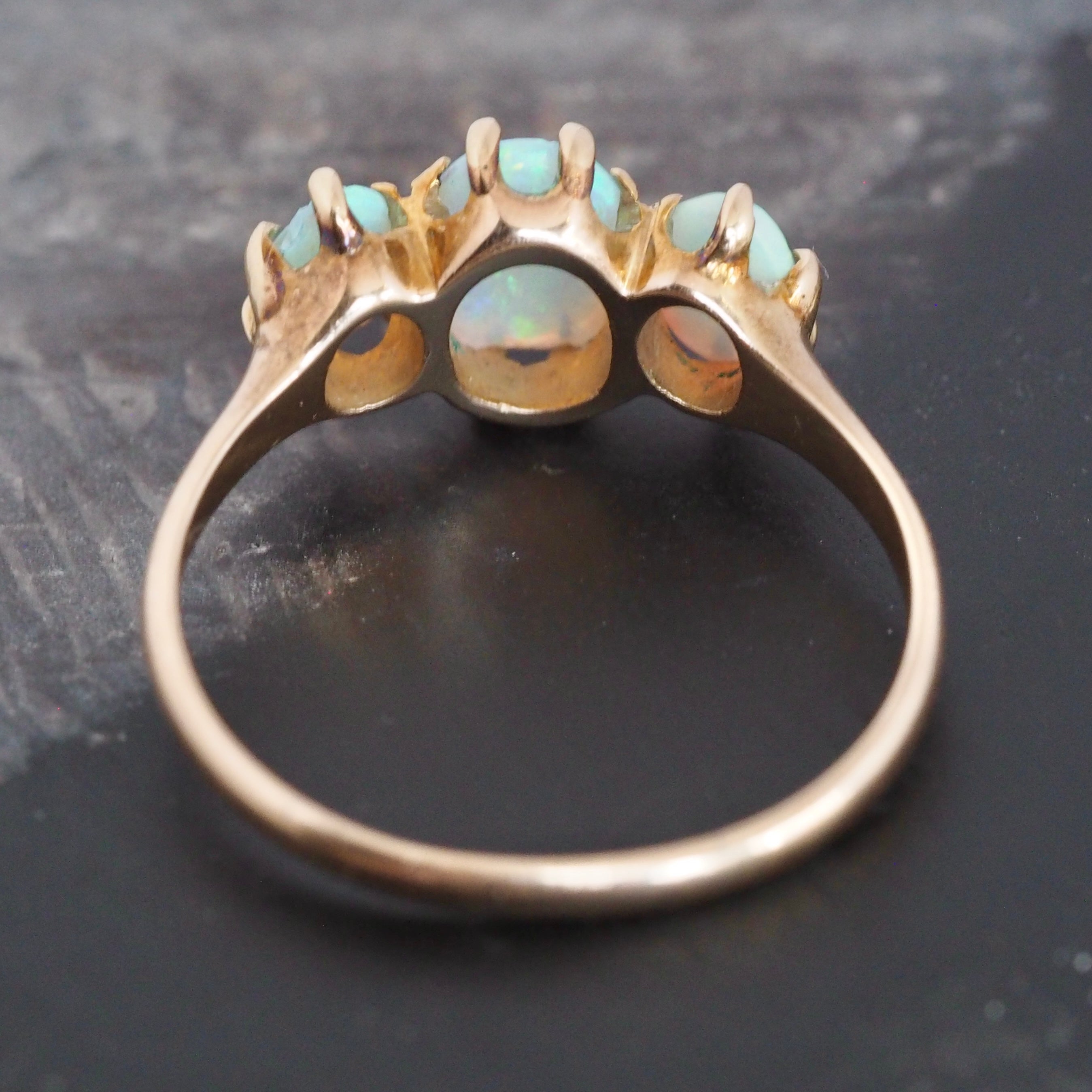 Antique Victorian 10k Gold Opal Trilogy Ring