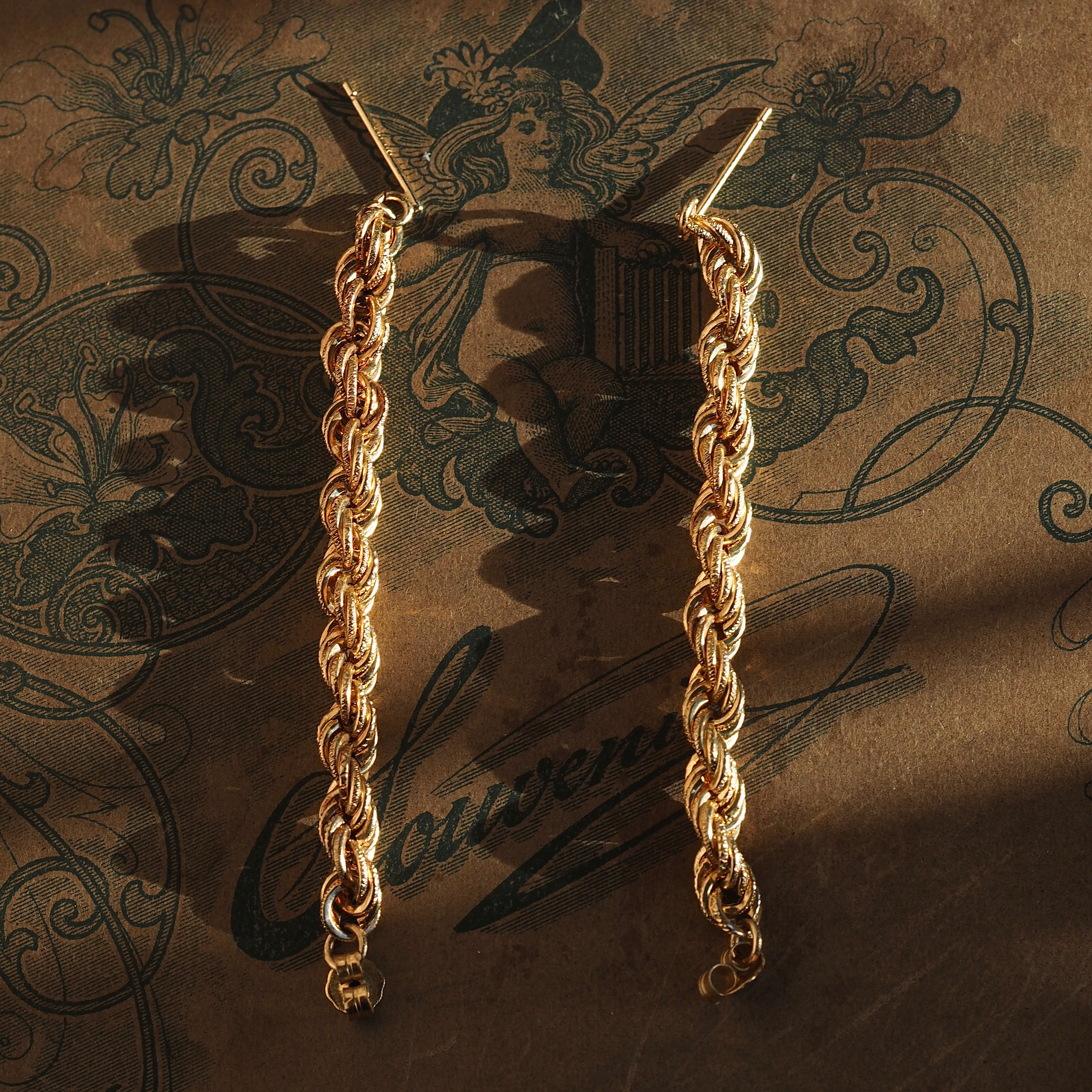 Vintage 14k Gold Chunky Textured Rope Earrings