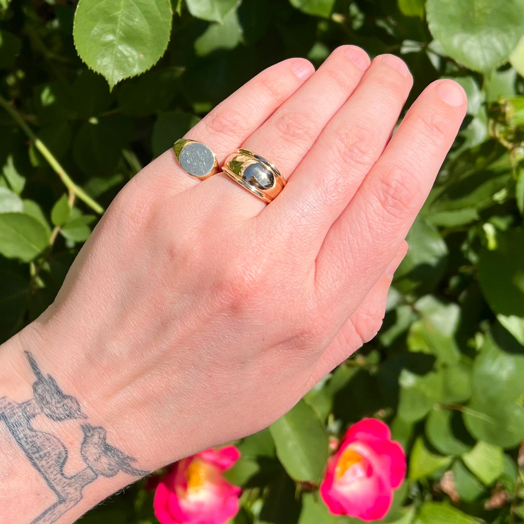 Vintage 14k Gold Ridged Dome Band