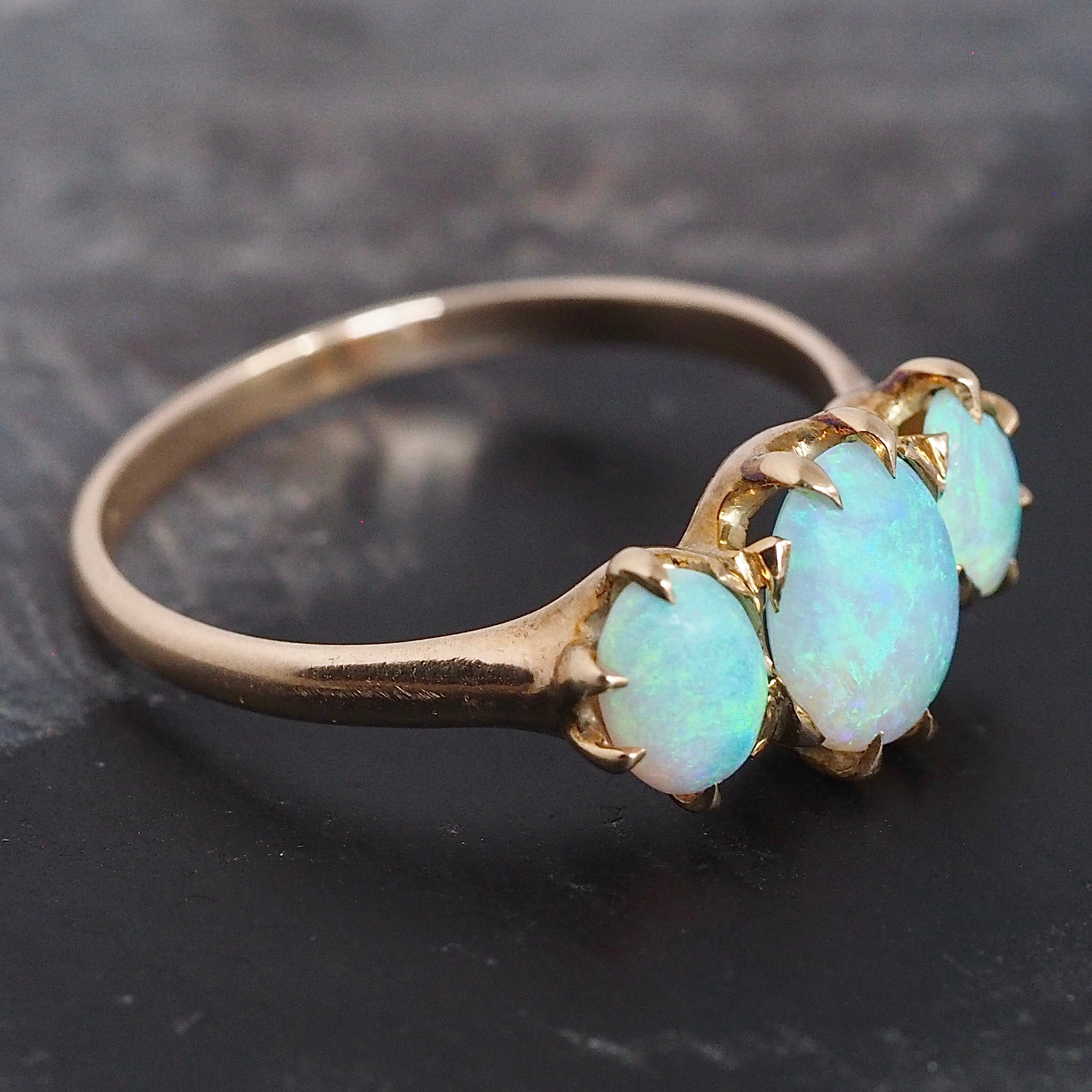 Antique Victorian 10k Gold Opal Trilogy Ring