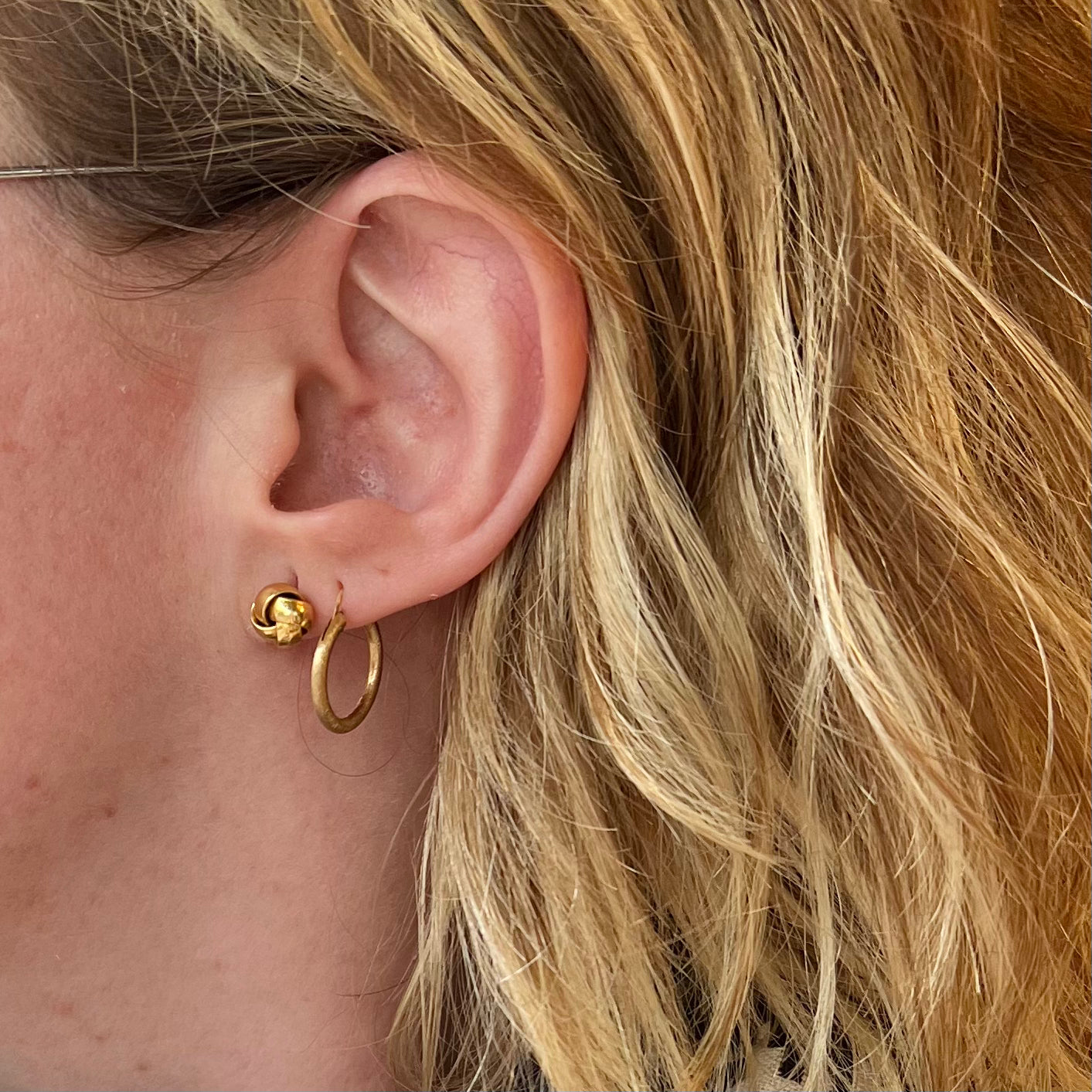 Vintage Portuguese 19k Gold Knot Earrings