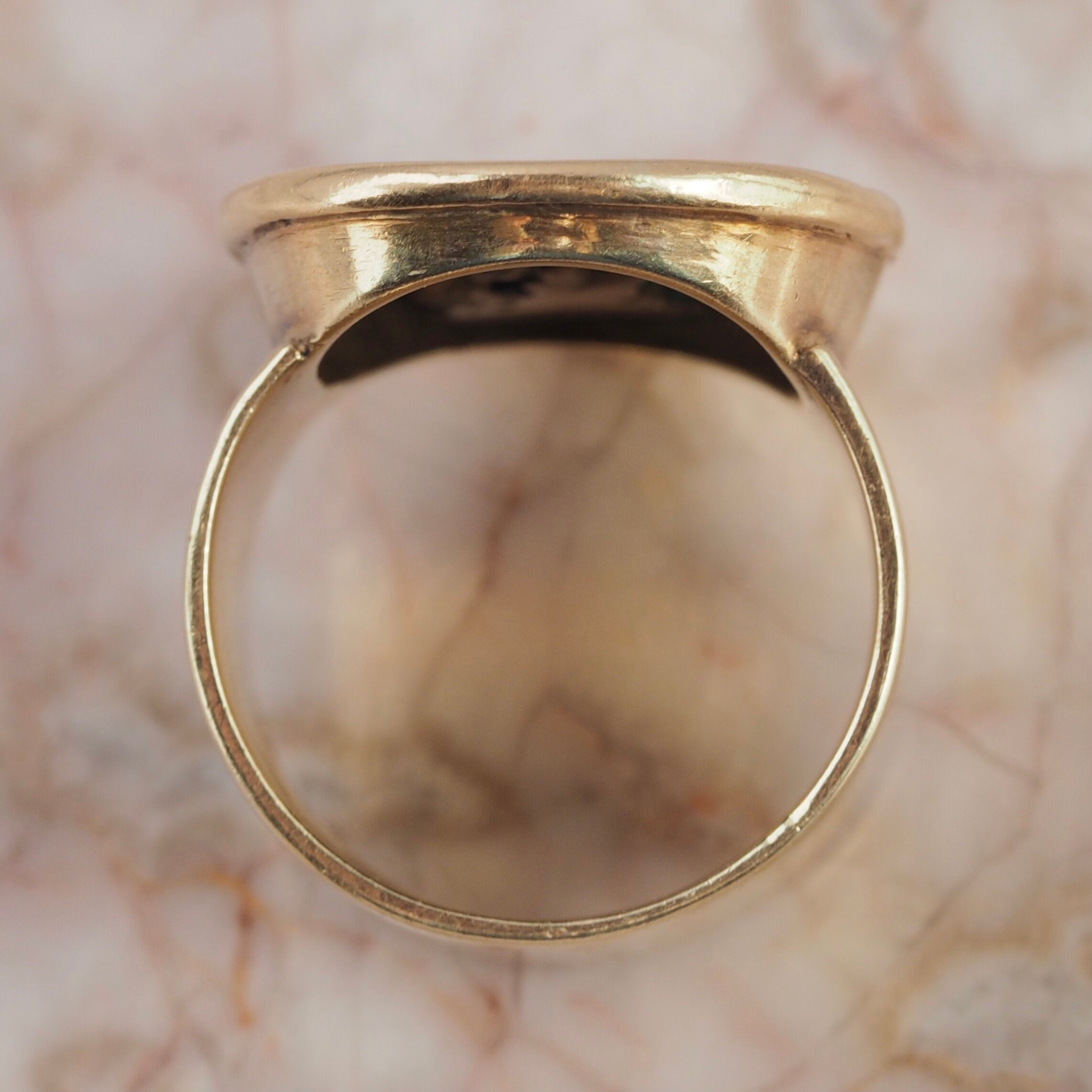 Georgian Pre-Revolutionary American 14k Gold Copper Intaglio Ring