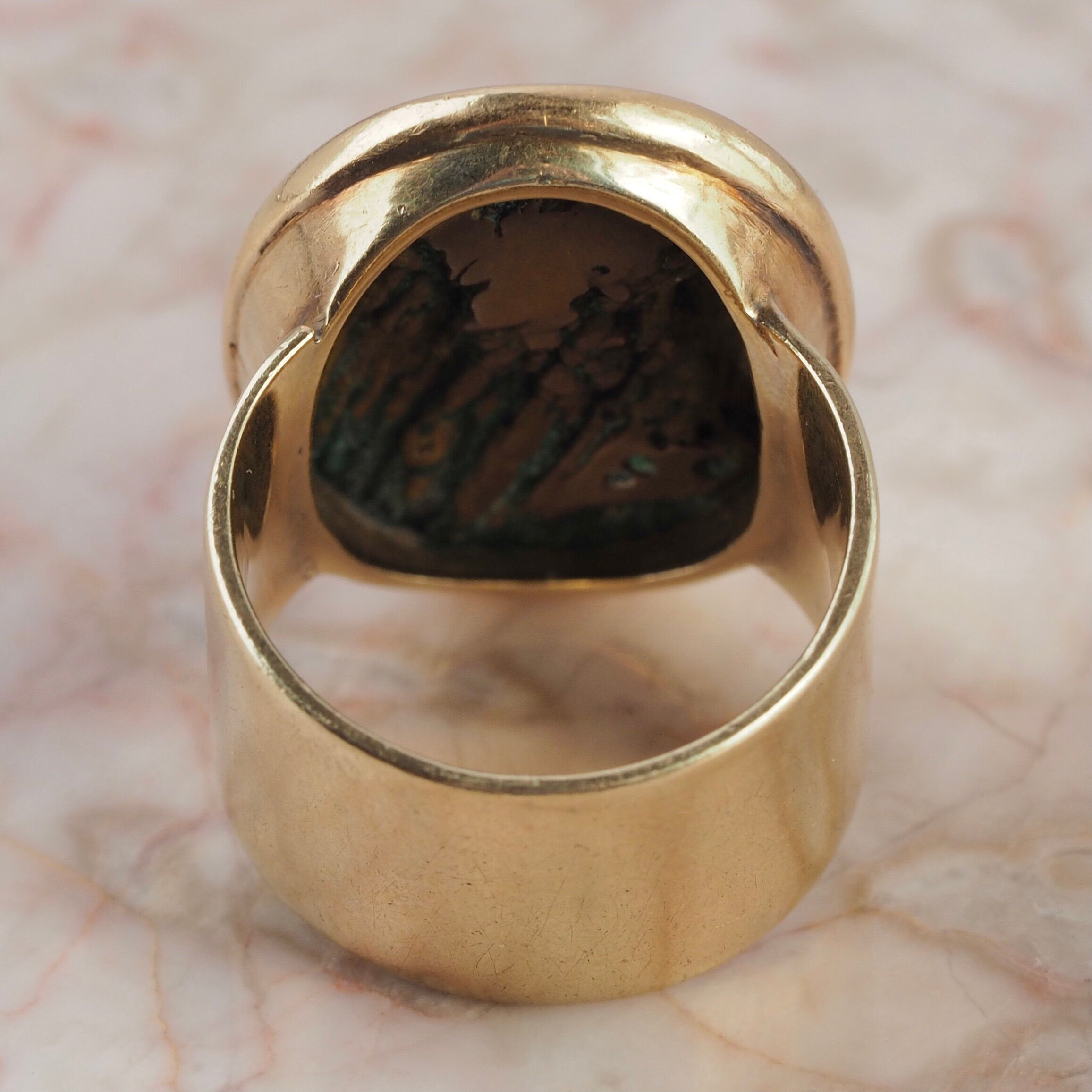 Georgian Pre-Revolutionary American 14k Gold Copper Intaglio Ring