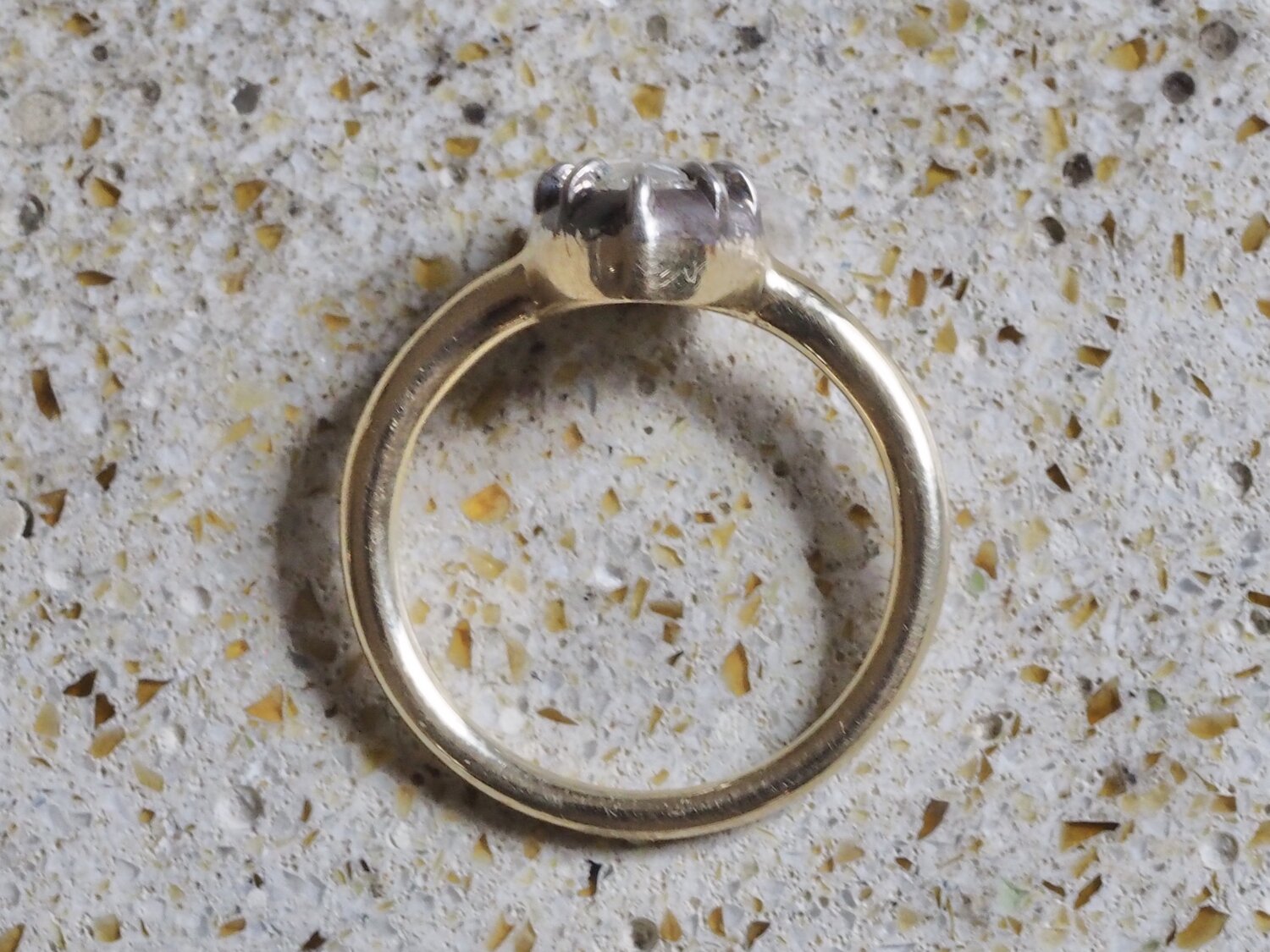 Georgian Style 14k Gold Sterling Silver Pear Shaped Rose Cut Diamond Ring