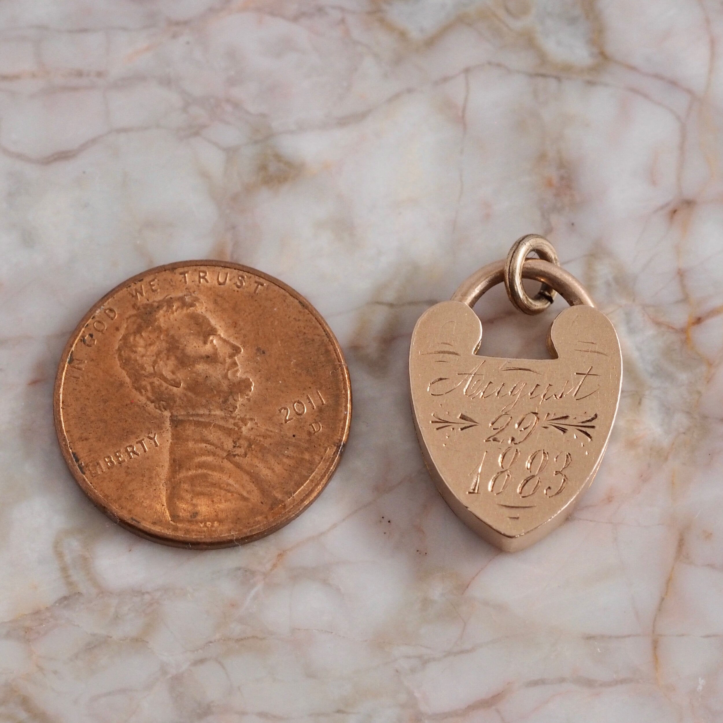 Antique Victorian 14k Gold Floral Padlock Pendant