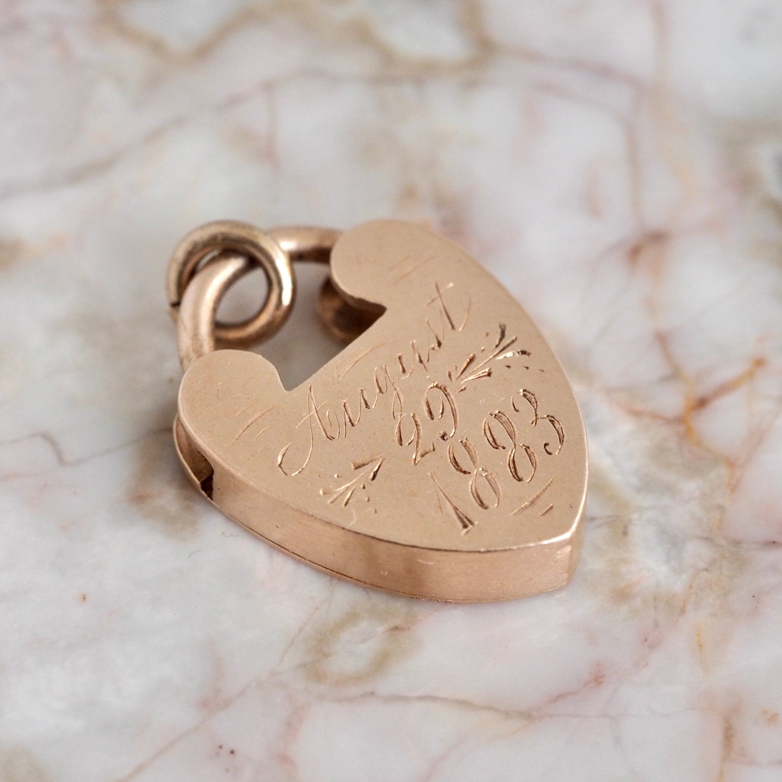 Antique Victorian 14k Gold Floral Padlock Pendant