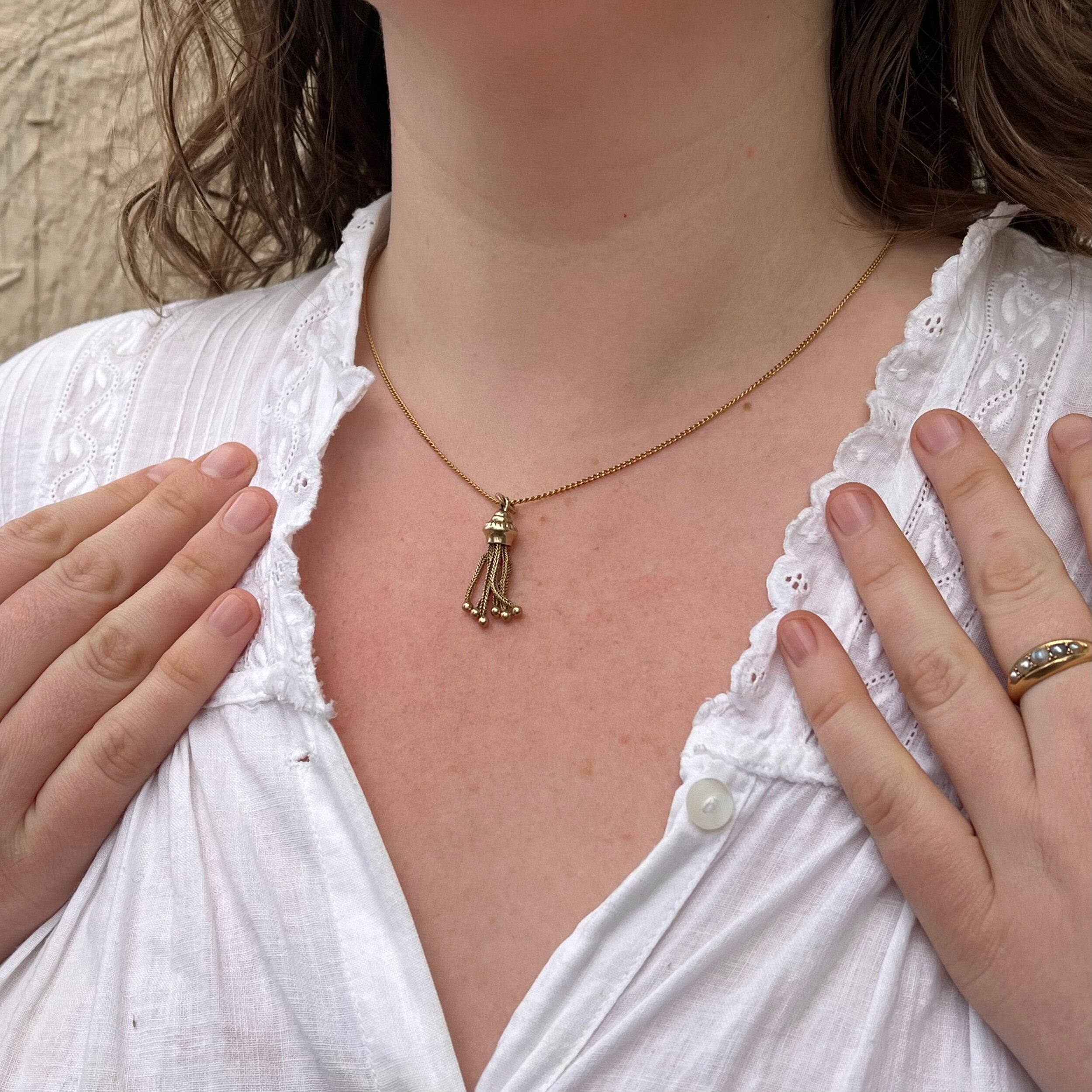 Antique Victorian 14k Gold Petite Tassel Pendant