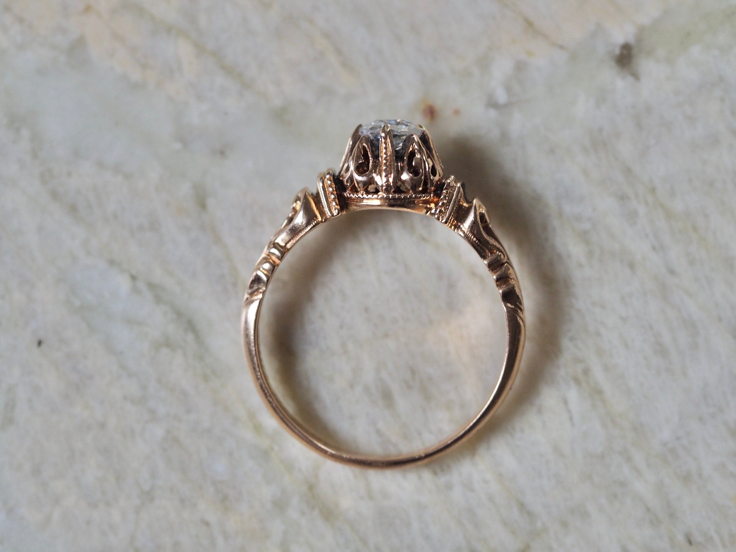 Victorian 18k Gold Old Mine Cut Diamond Engagement Ring