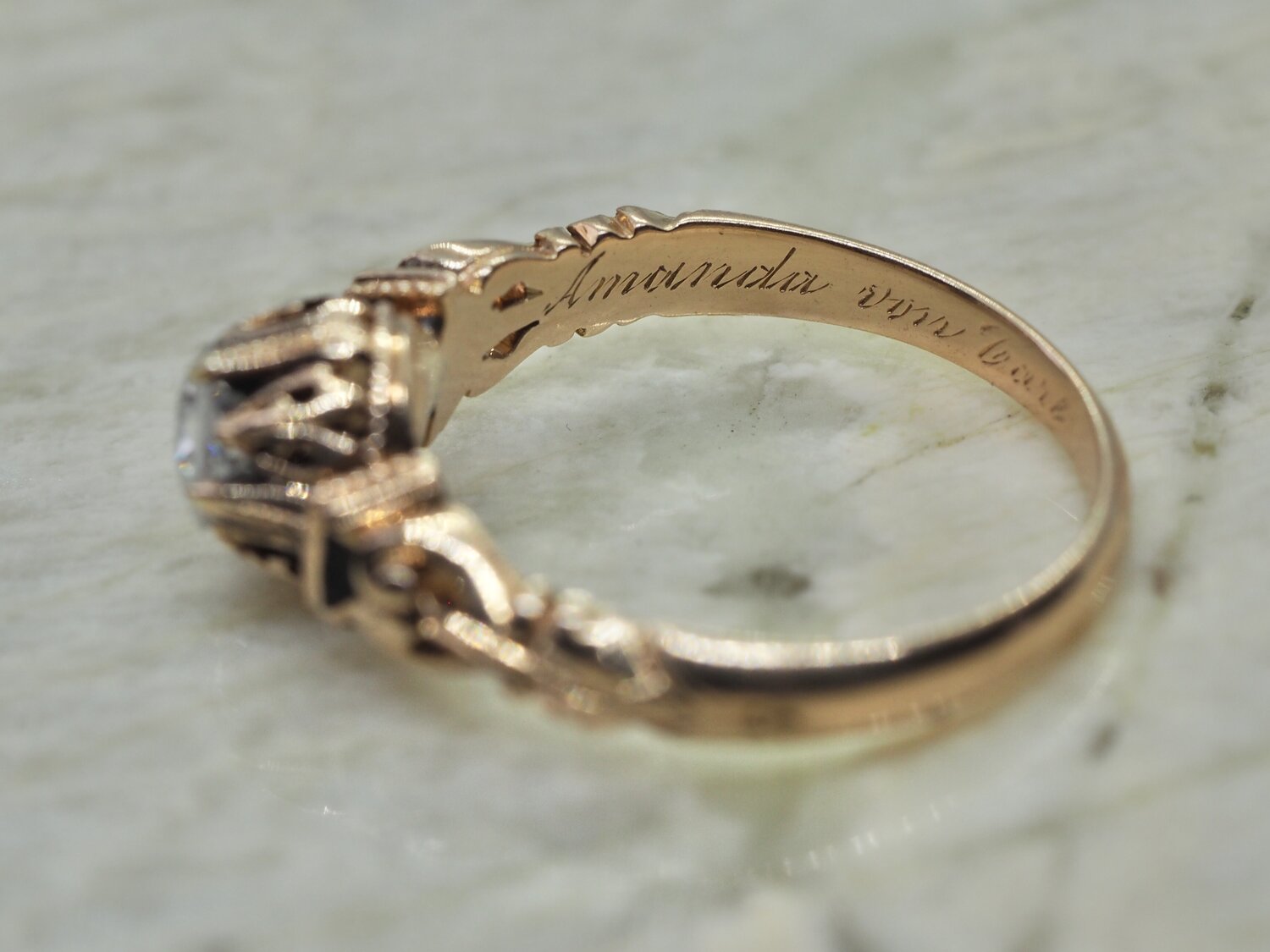 Victorian 18k Gold Old Mine Cut Diamond Engagement Ring