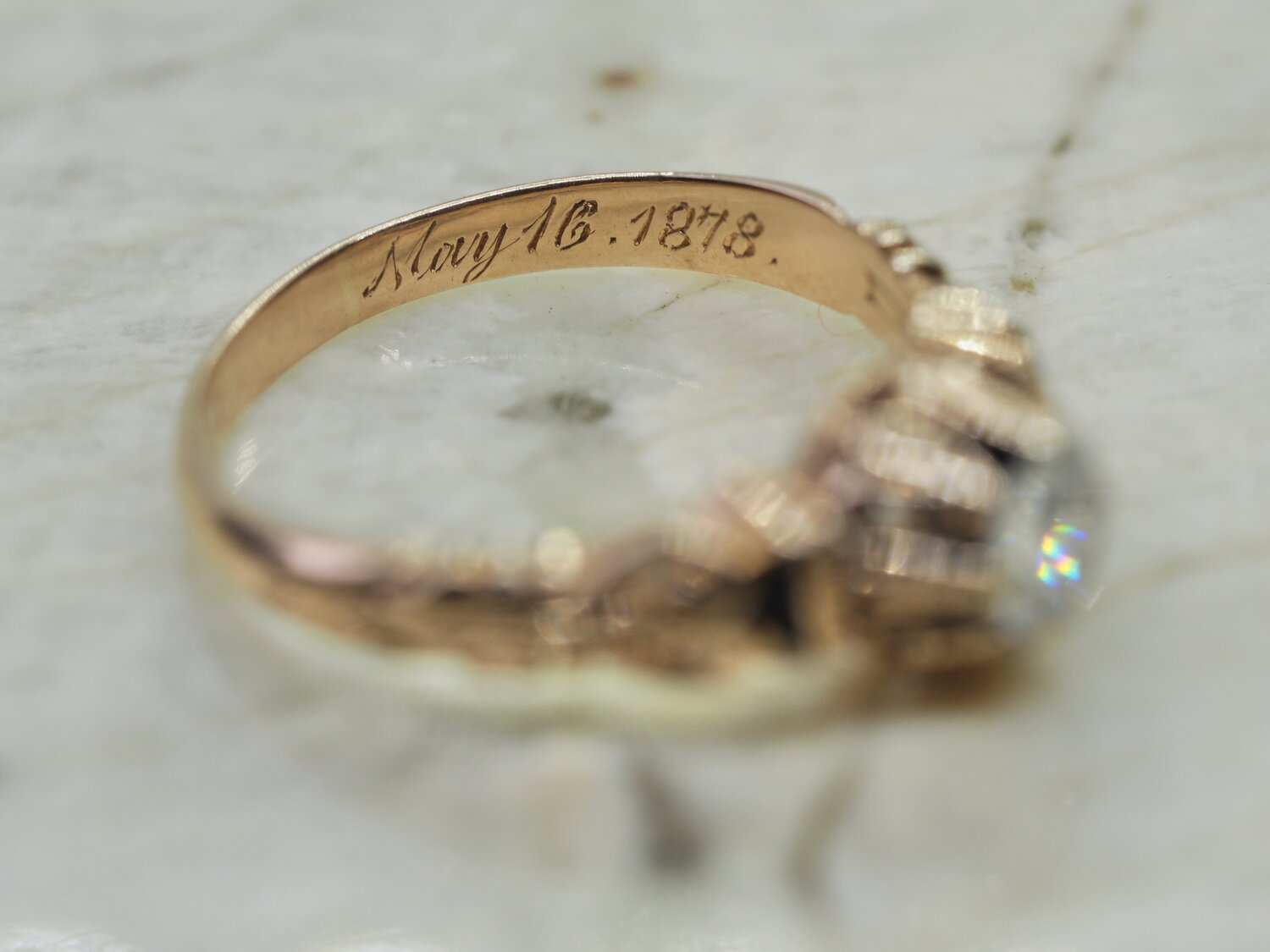 Victorian 18k Gold Old Mine Cut Diamond Engagement Ring