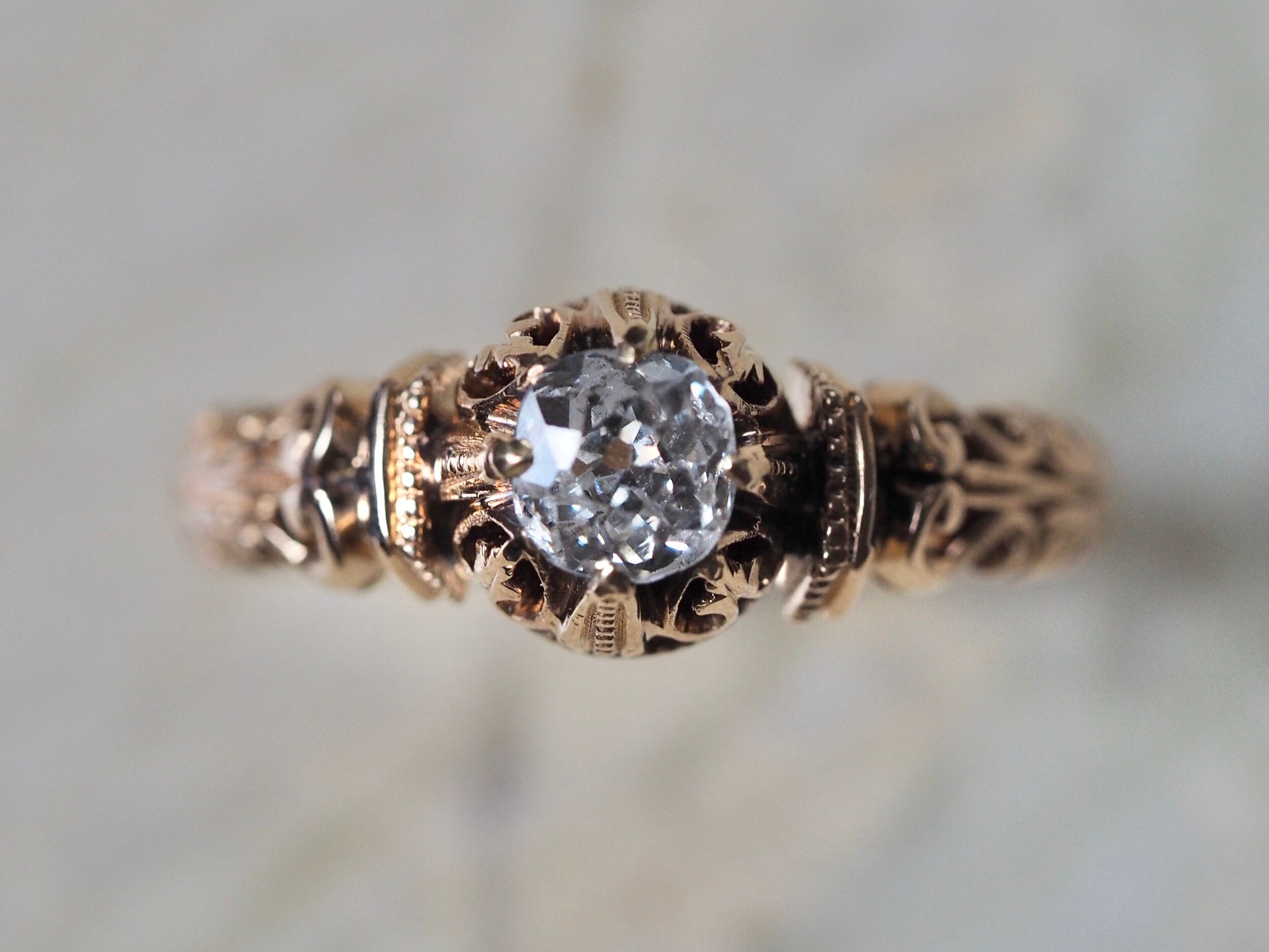 Victorian 18k Gold Old Mine Cut Diamond Engagement Ring
