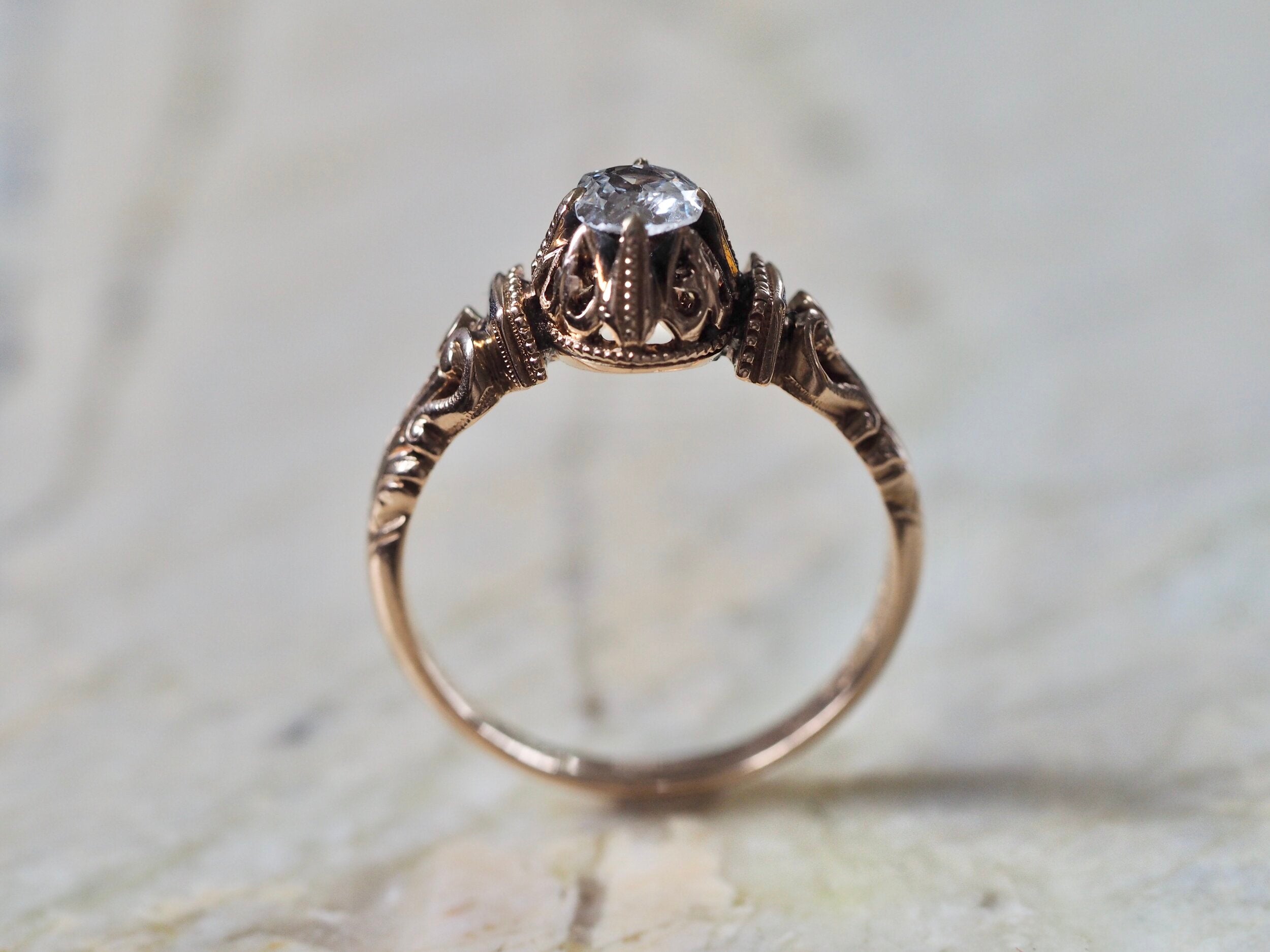 Victorian 18k Gold Old Mine Cut Diamond Engagement Ring