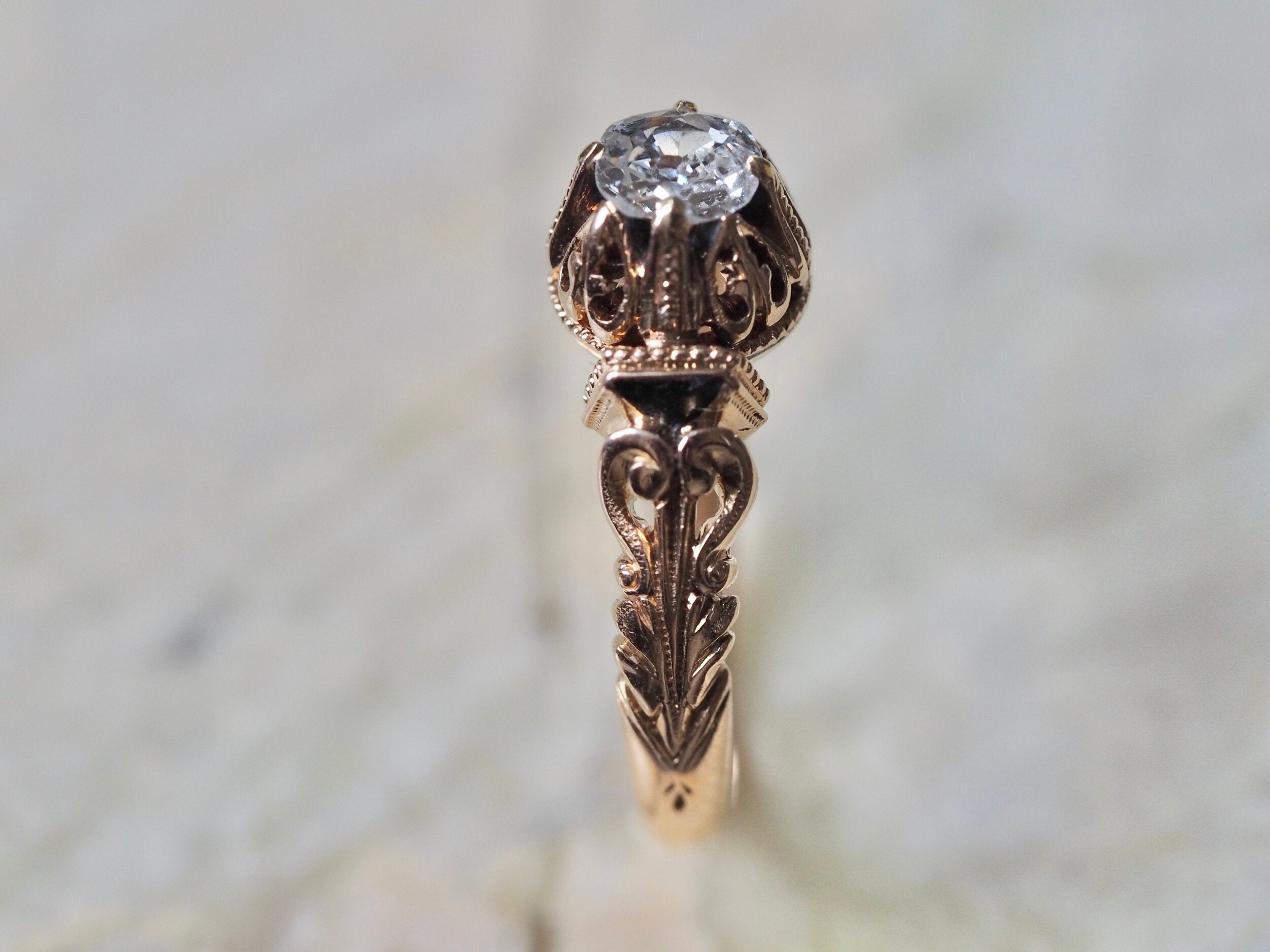 Victorian 18k Gold Old Mine Cut Diamond Engagement Ring