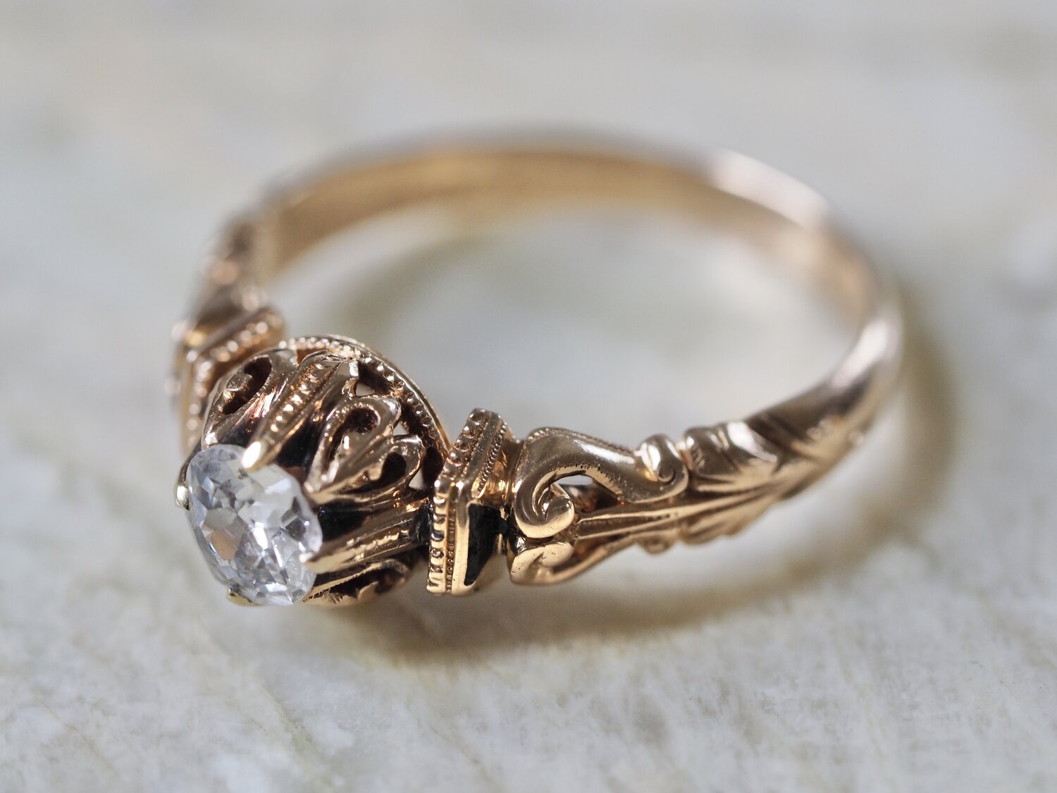 Victorian 18k Gold Old Mine Cut Diamond Engagement Ring