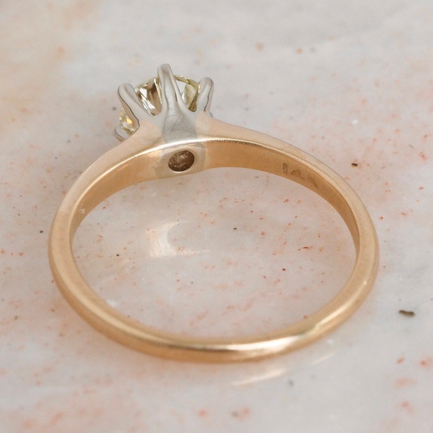 Vintage 14k Gold Old European Cut Diamond Solitaire Ring