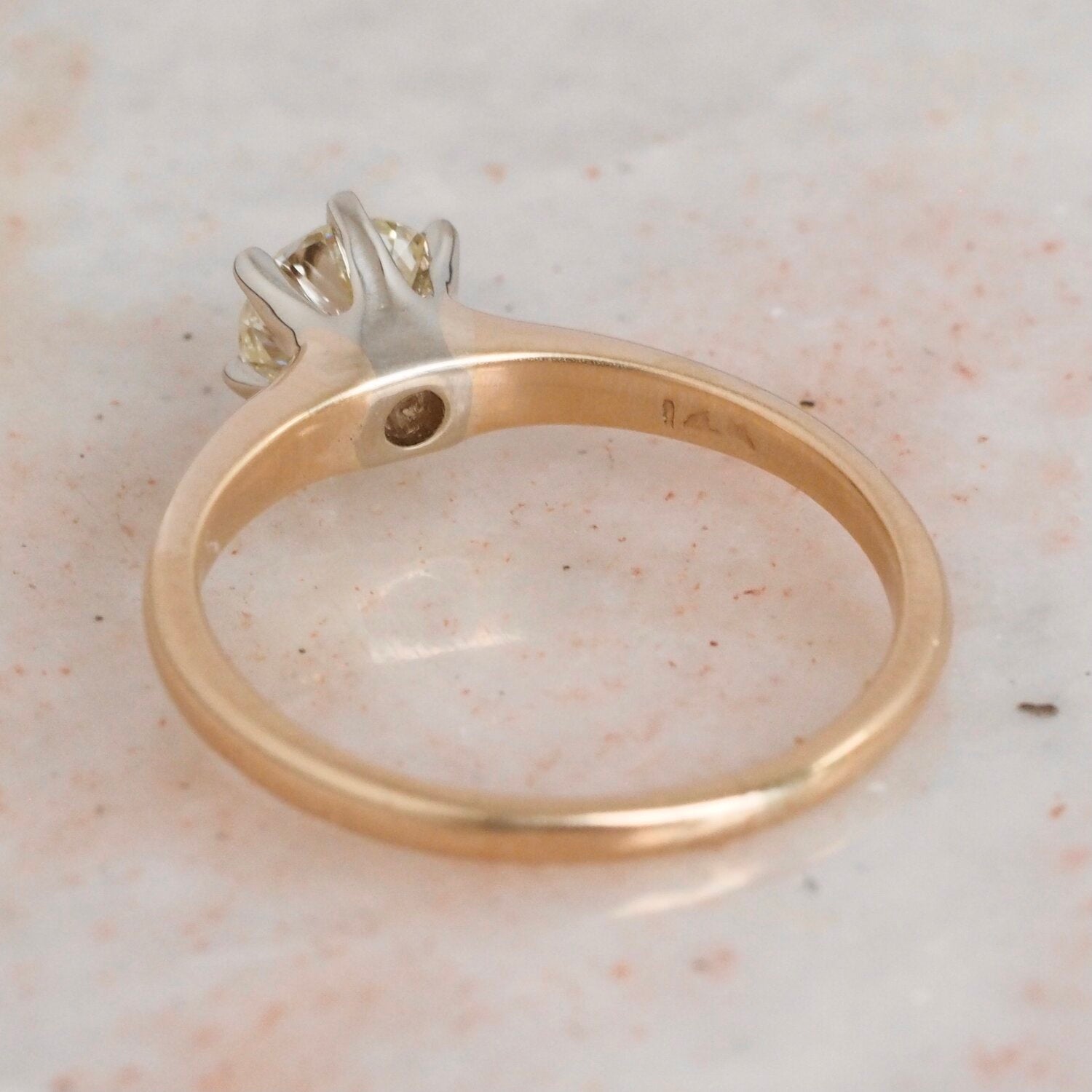 Vintage 14k Gold Old European Cut Diamond Solitaire Ring